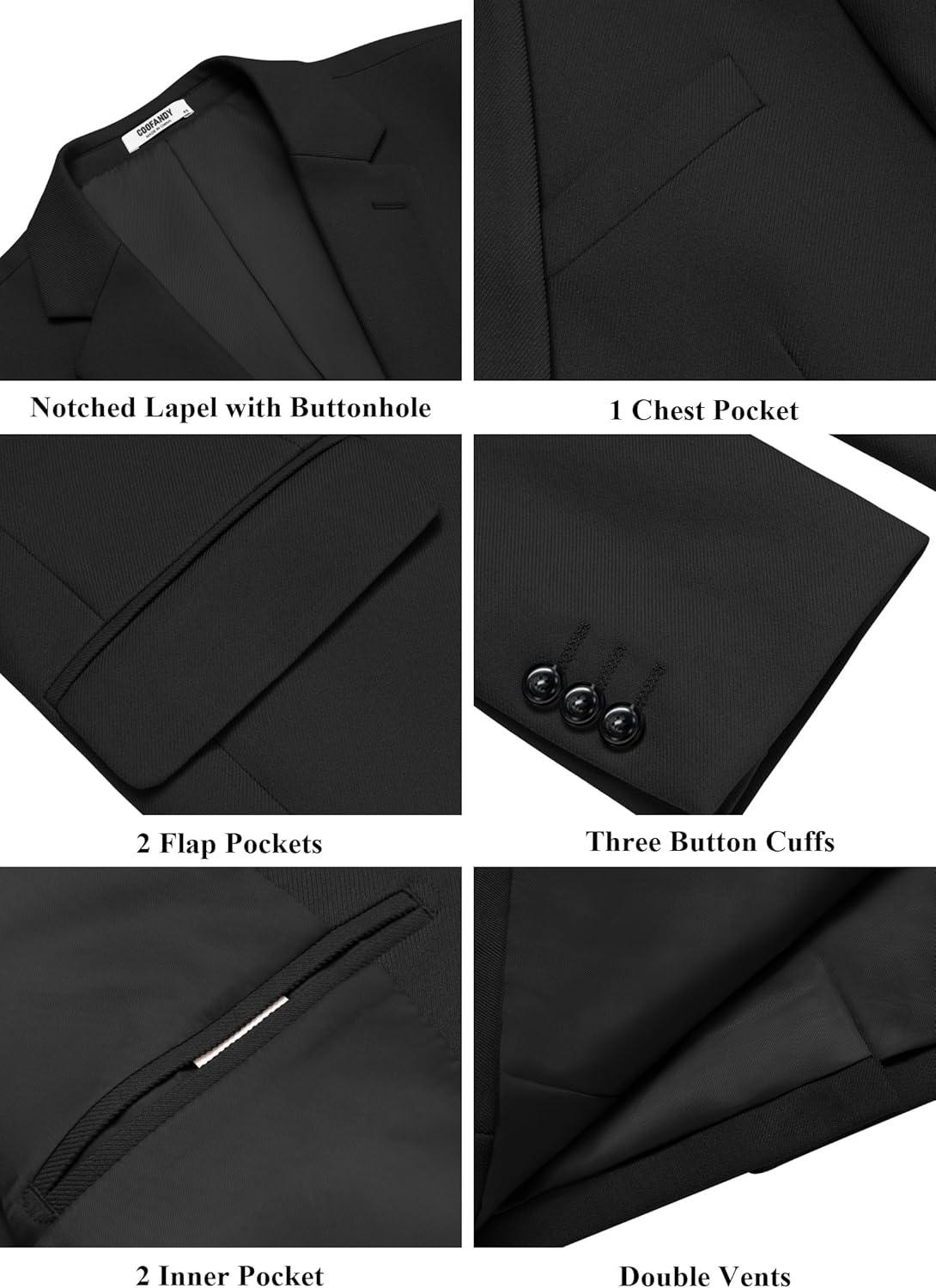 imageCOOFANDY Mens Casual Blazer Slim Fit Two Button Lightweight Sport Coats Business Suit JacketBlack