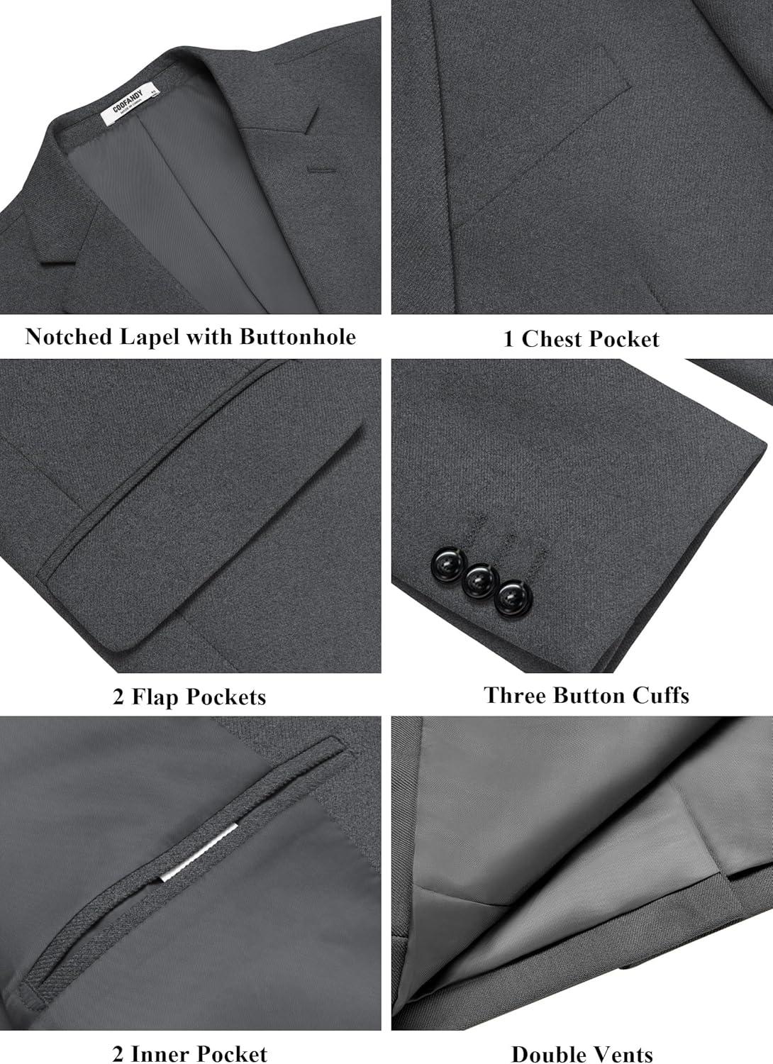 imageCOOFANDY Mens Casual Blazer Slim Fit Two Button Lightweight Sport Coats Business Suit JacketDrak Grey