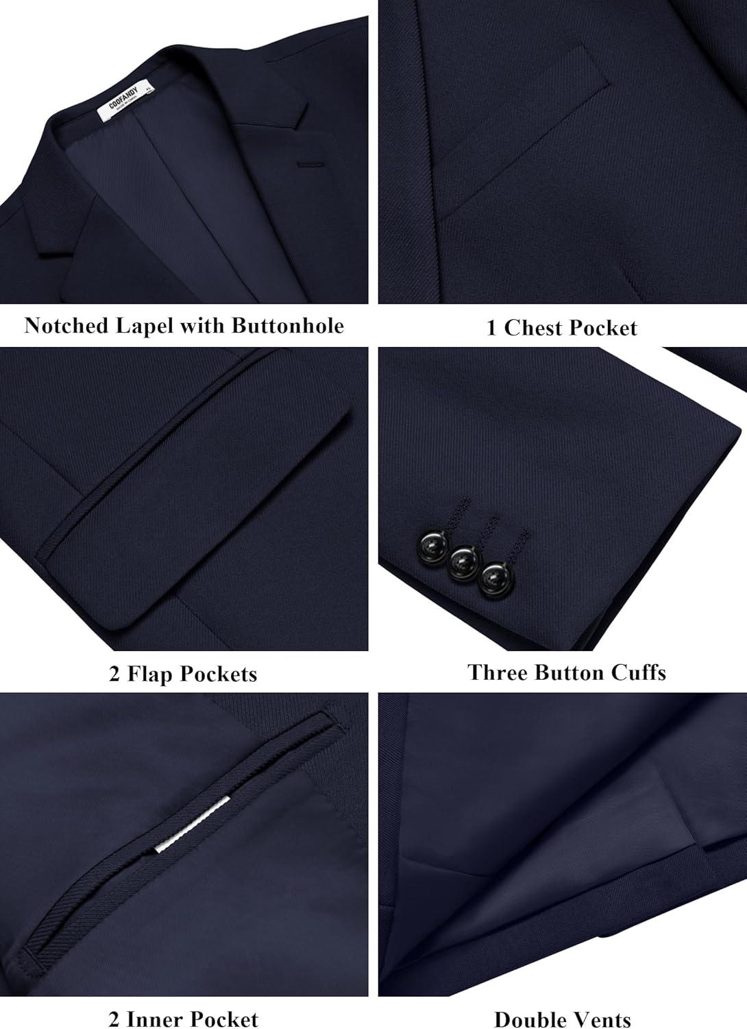 imageCOOFANDY Mens Casual Blazer Slim Fit Two Button Lightweight Sport Coats Business Suit JacketNavy Blue