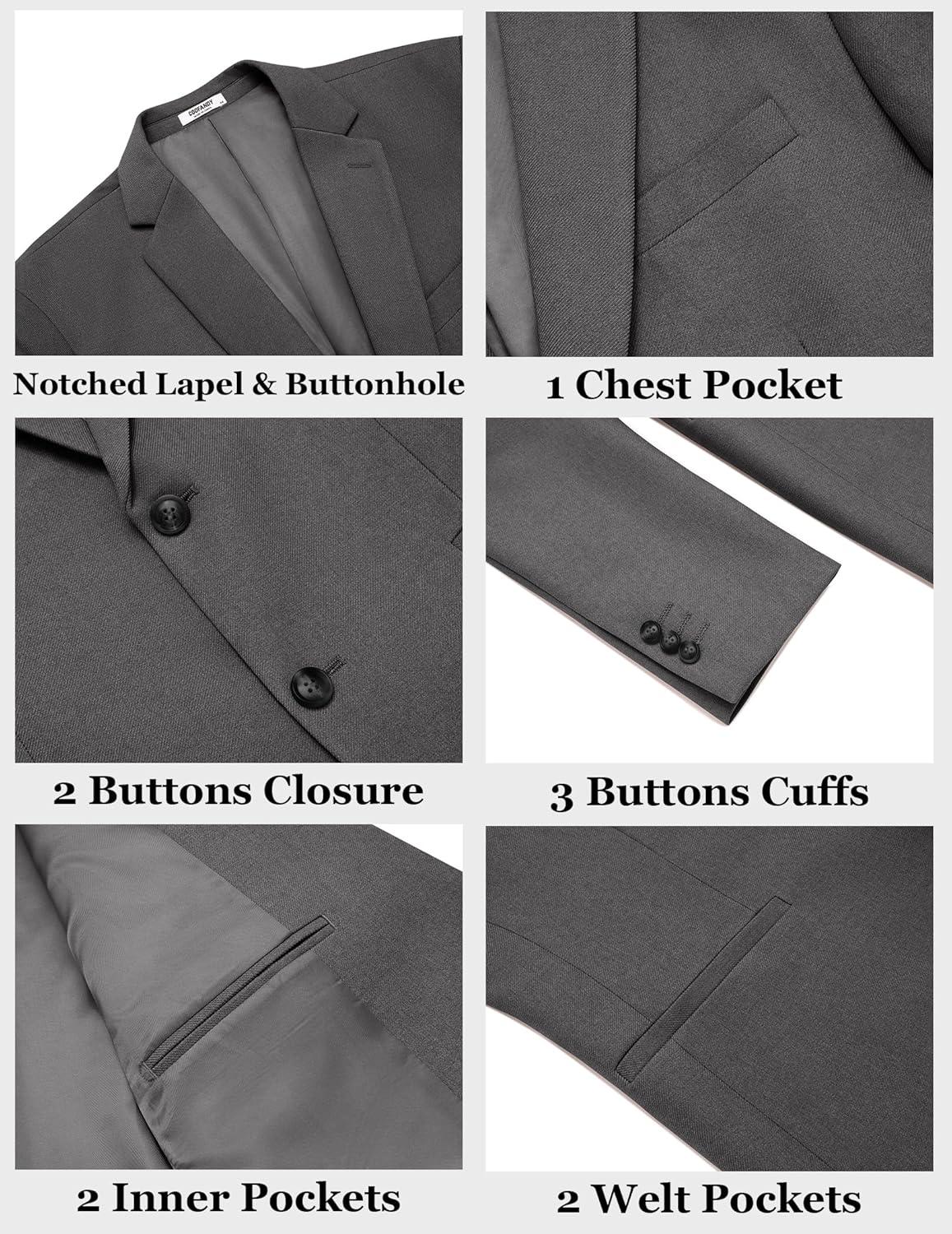 imageCOOFANDY Mens Casual Blazer Slim Fit Two Buttons Sport Coat Lightweight Suit JacketDark Grey