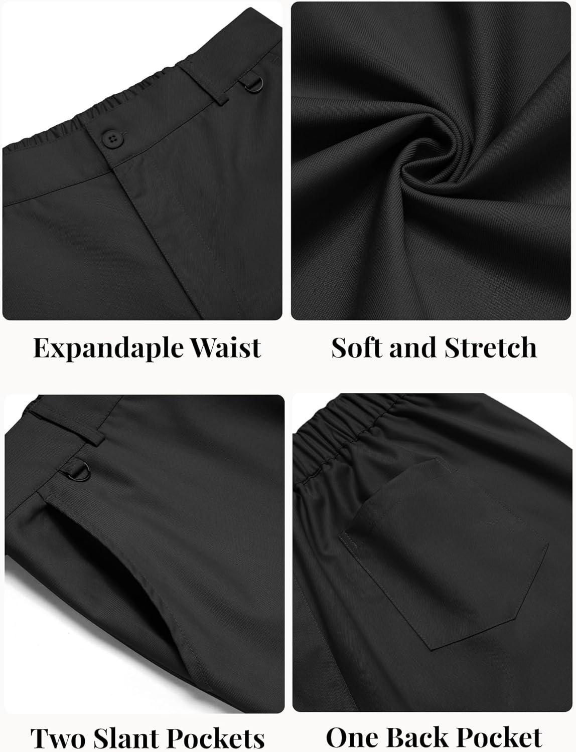 imageCOOFANDY Mens Casual Chino Pants Classic Fit Lightweight Khaki Trousers Wrinkle Free Stretch Dress SlacksBlack