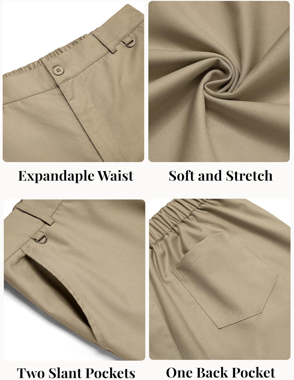 imageCOOFANDY Mens Casual Chino Pants Classic Fit Lightweight Khaki Trousers Wrinkle Free Stretch Dress SlacksDark Khaki