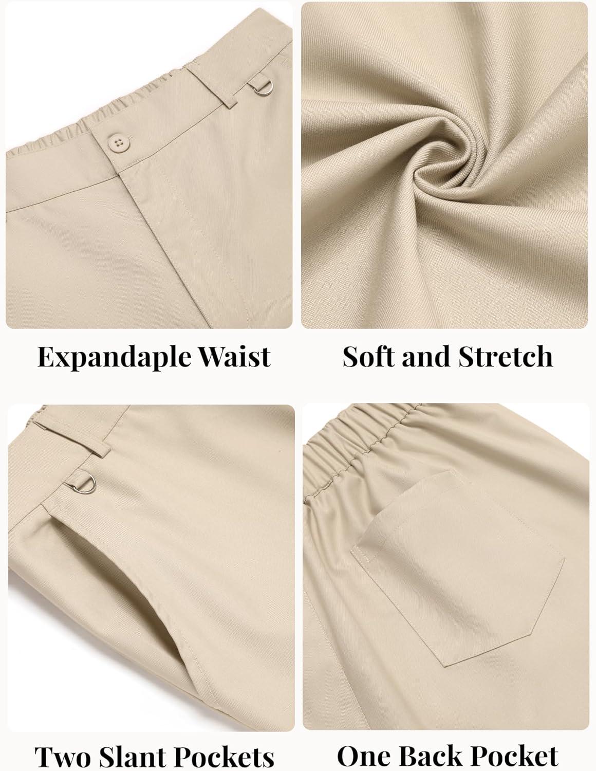 imageCOOFANDY Mens Casual Chino Pants Classic Fit Lightweight Khaki Trousers Wrinkle Free Stretch Dress SlacksLight Khaki