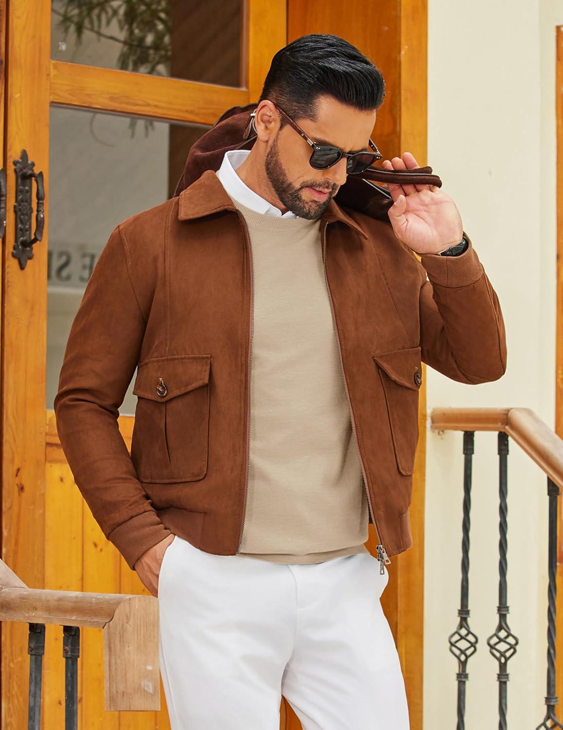 imageCOOFANDY Mens Crew Neck Pullover Sweater Slim Fit Long Sleeve Knit Sweaters Lightweight Dress Casual Crewneck SweaterKhaki