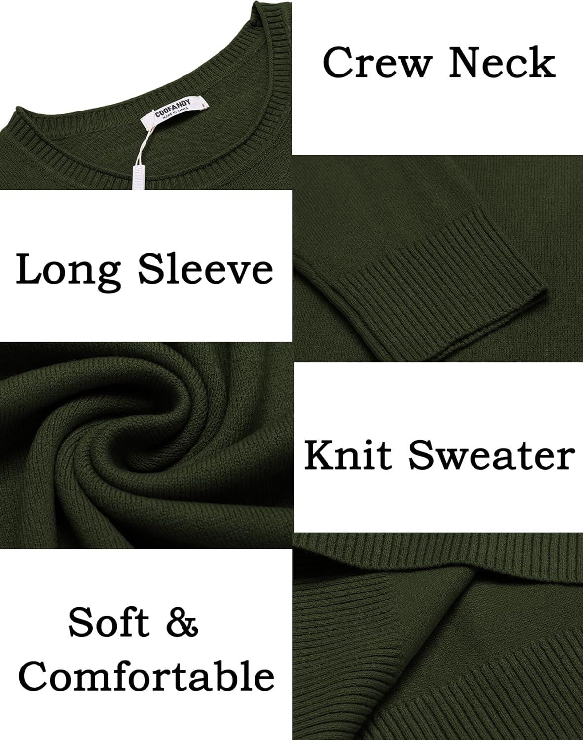 imageCOOFANDY Mens Crewneck Sweater Pullover Knit Sweater Lightweight Sweaters with Ribbing EdgeDark Army Green