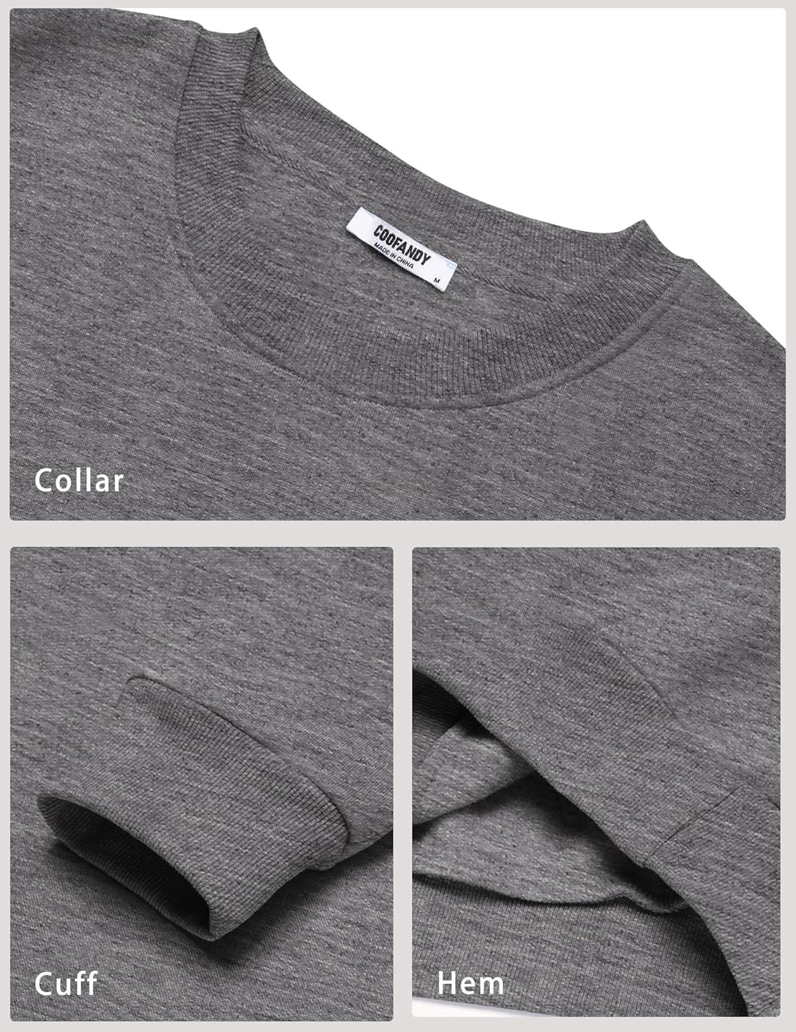 imageCOOFANDY Mens Crewneck Sweatshirts Long Sleeves Fleece Sweatshirts Thermal Casual Pullover ShirtDark Gray