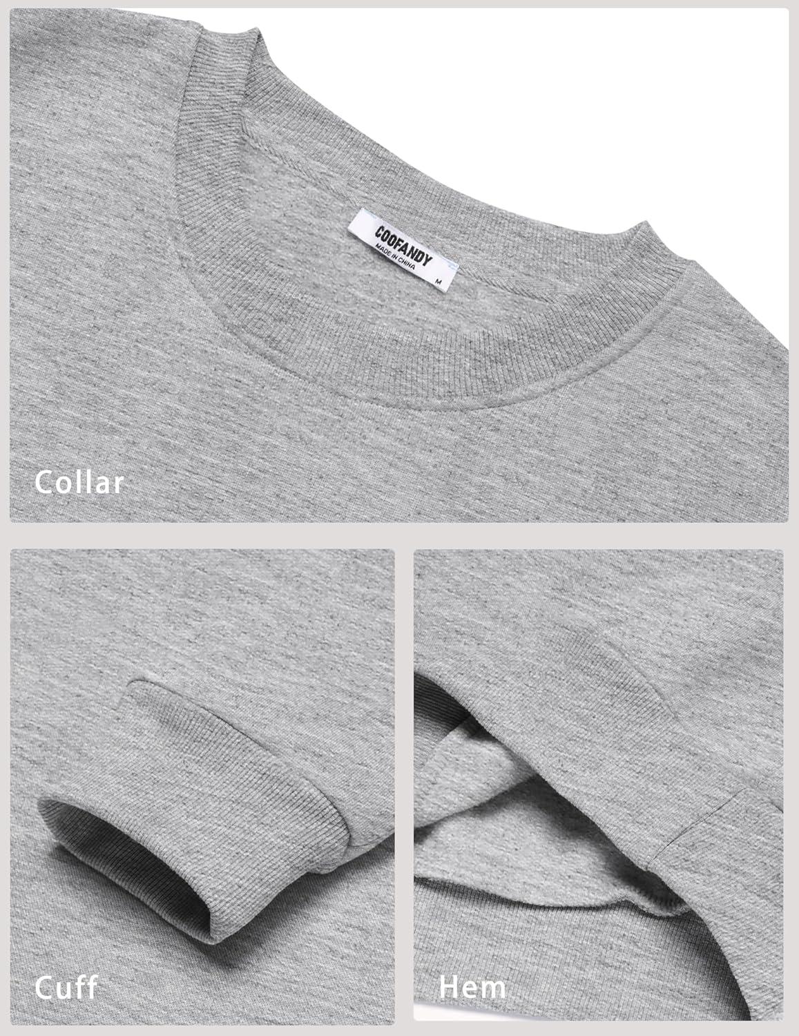 imageCOOFANDY Mens Crewneck Sweatshirts Long Sleeves Fleece Sweatshirts Thermal Casual Pullover ShirtLight Gray