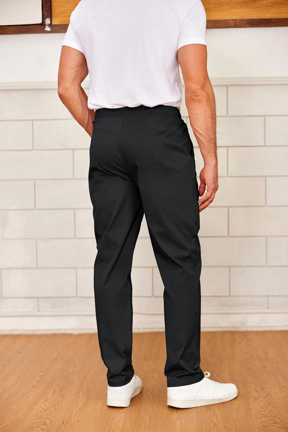 imageCOOFANDY Mens Drawstring Casual Pants Cotton Twill Elastic Waist Chino PantsBlack
