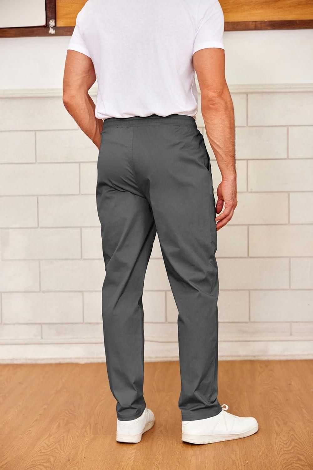 imageCOOFANDY Mens Drawstring Casual Pants Cotton Twill Elastic Waist Chino PantsDark Grey