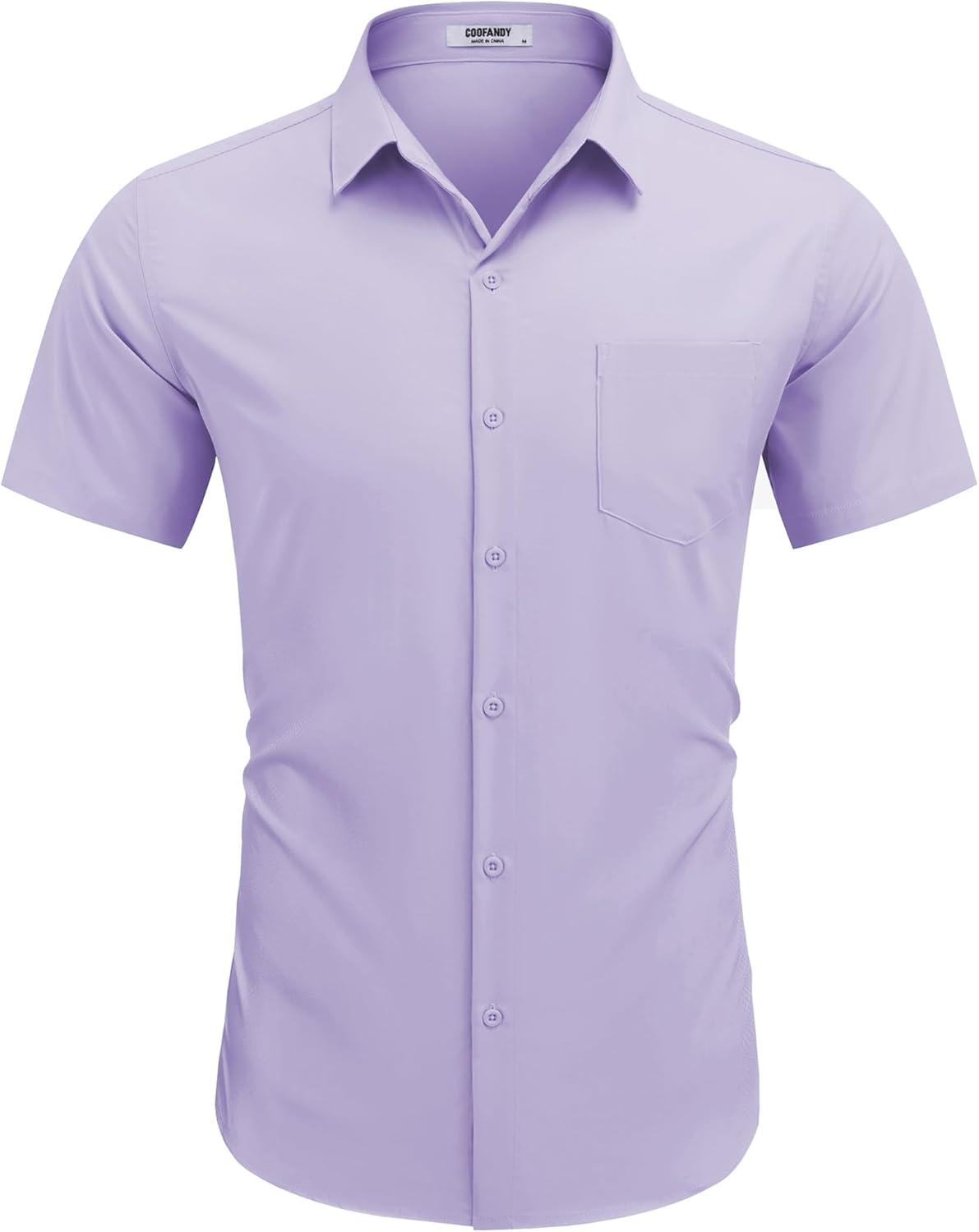 imageCOOFANDY Mens Dress Shirts Short Sleeve Business Casual Regular Fit Button Down Shirts with PocketPurple