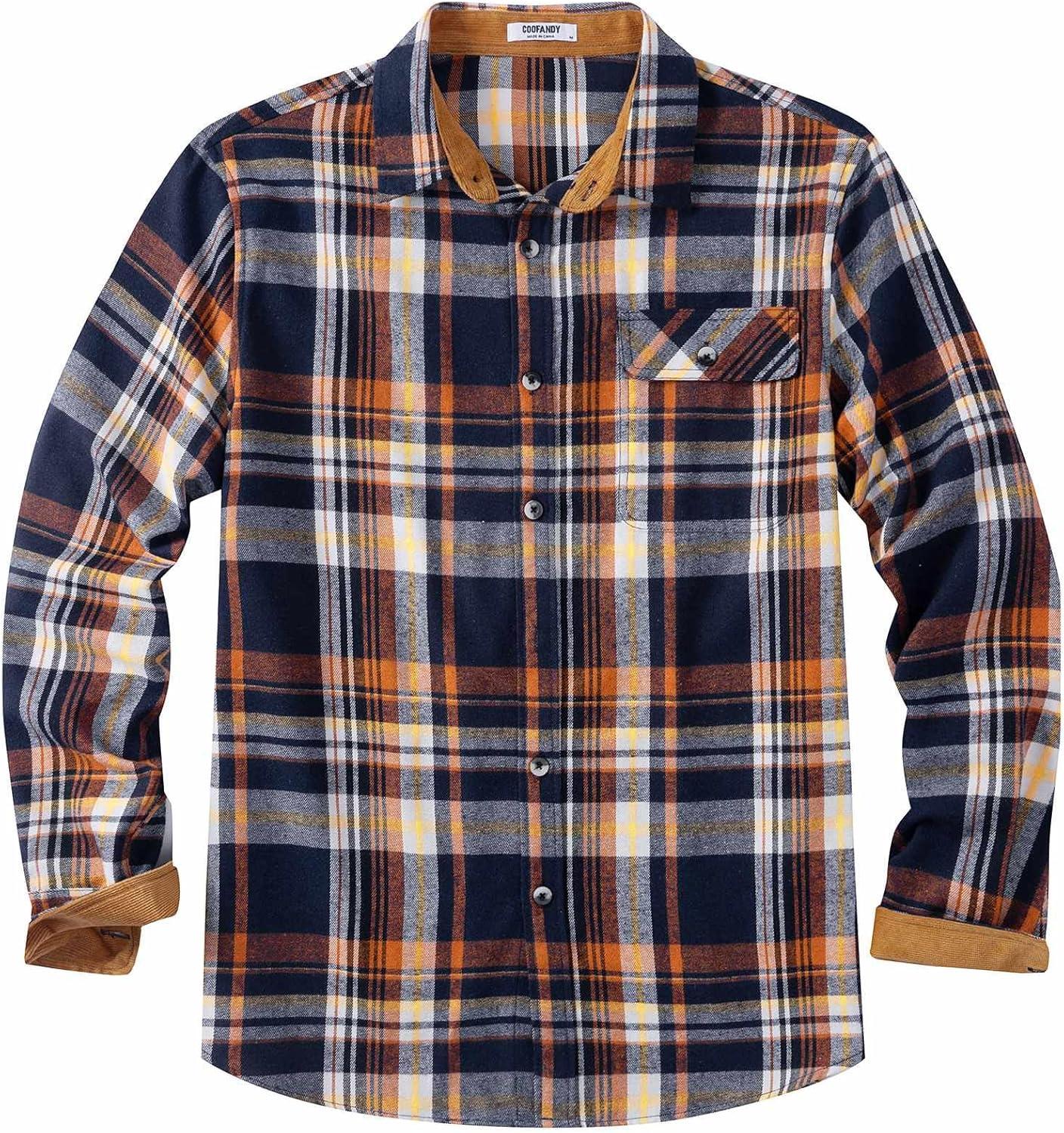 imageCOOFANDY Mens Flannel Shirts Long Sleeve Button Down Shirt Casual Shirts Work Shirts for MenHomestead Plaid