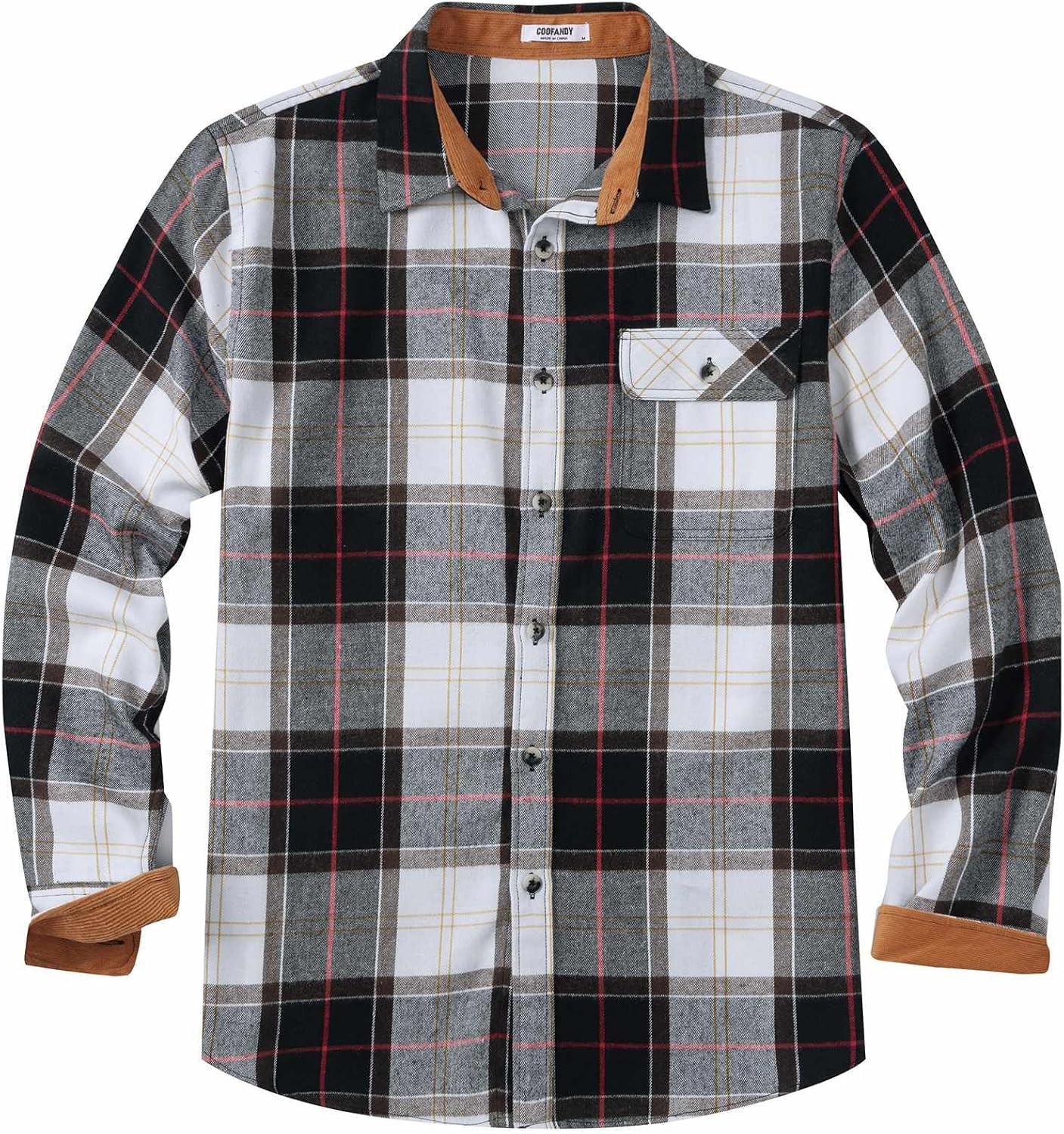 imageCOOFANDY Mens Flannel Shirts Long Sleeve Button Down Shirt Casual Shirts Work Shirts for MenHuntsman Charcoal Plaid