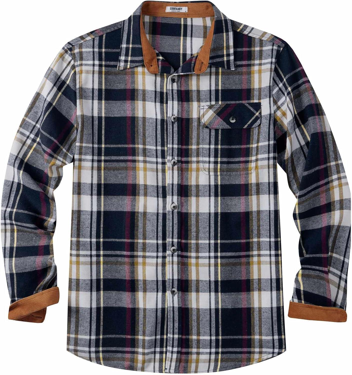 imageCOOFANDY Mens Flannel Shirts Long Sleeve Button Down Shirt Casual Shirts Work Shirts for MenMidnight Water Plaid
