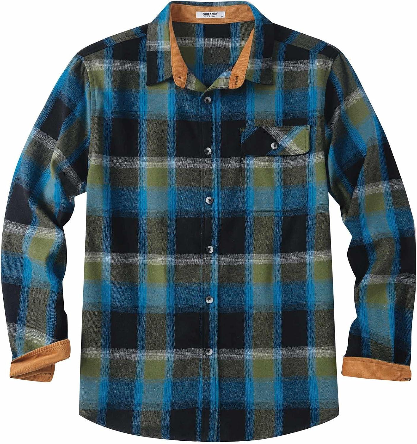 imageCOOFANDY Mens Flannel Shirts Long Sleeve Button Down Shirt Casual Shirts Work Shirts for MenRoyal Blue Black