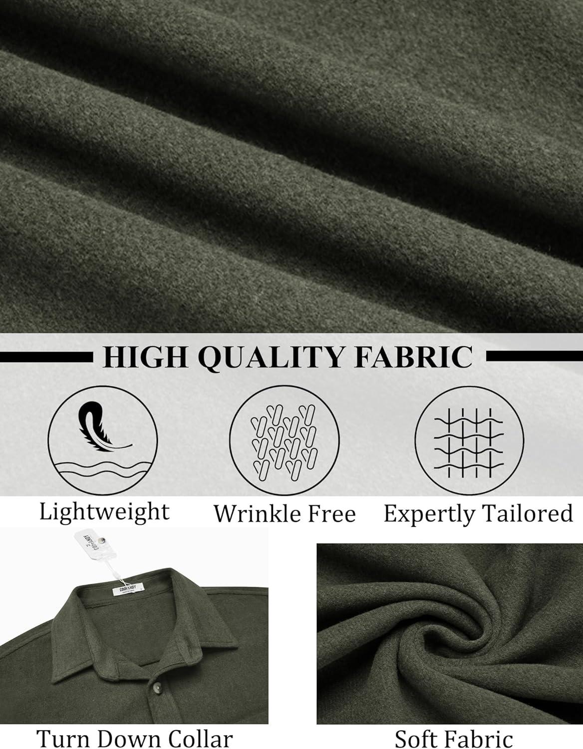 imageCOOFANDY Mens Flannel Shirts Long Sleeve Lightweight Plaid Shirt Casual Button Down Shirts JacketArmy Green