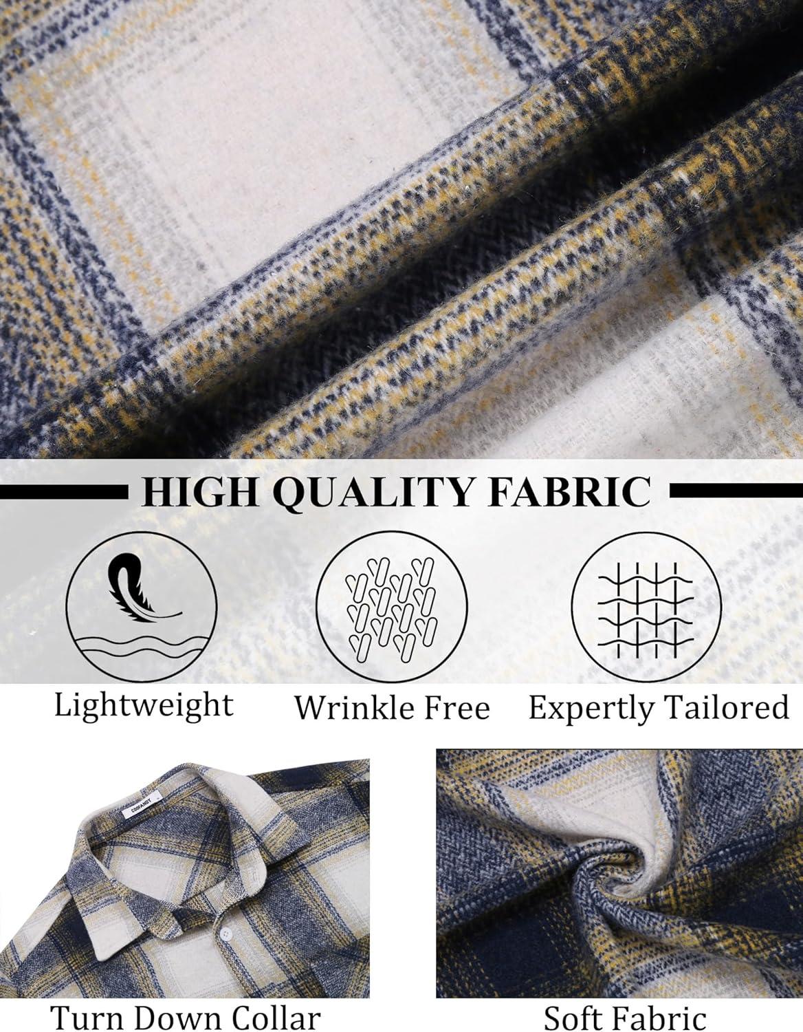 imageCOOFANDY Mens Flannel Shirts Long Sleeve Lightweight Plaid Shirt Casual Button Down Shirts JacketBlue Yellow