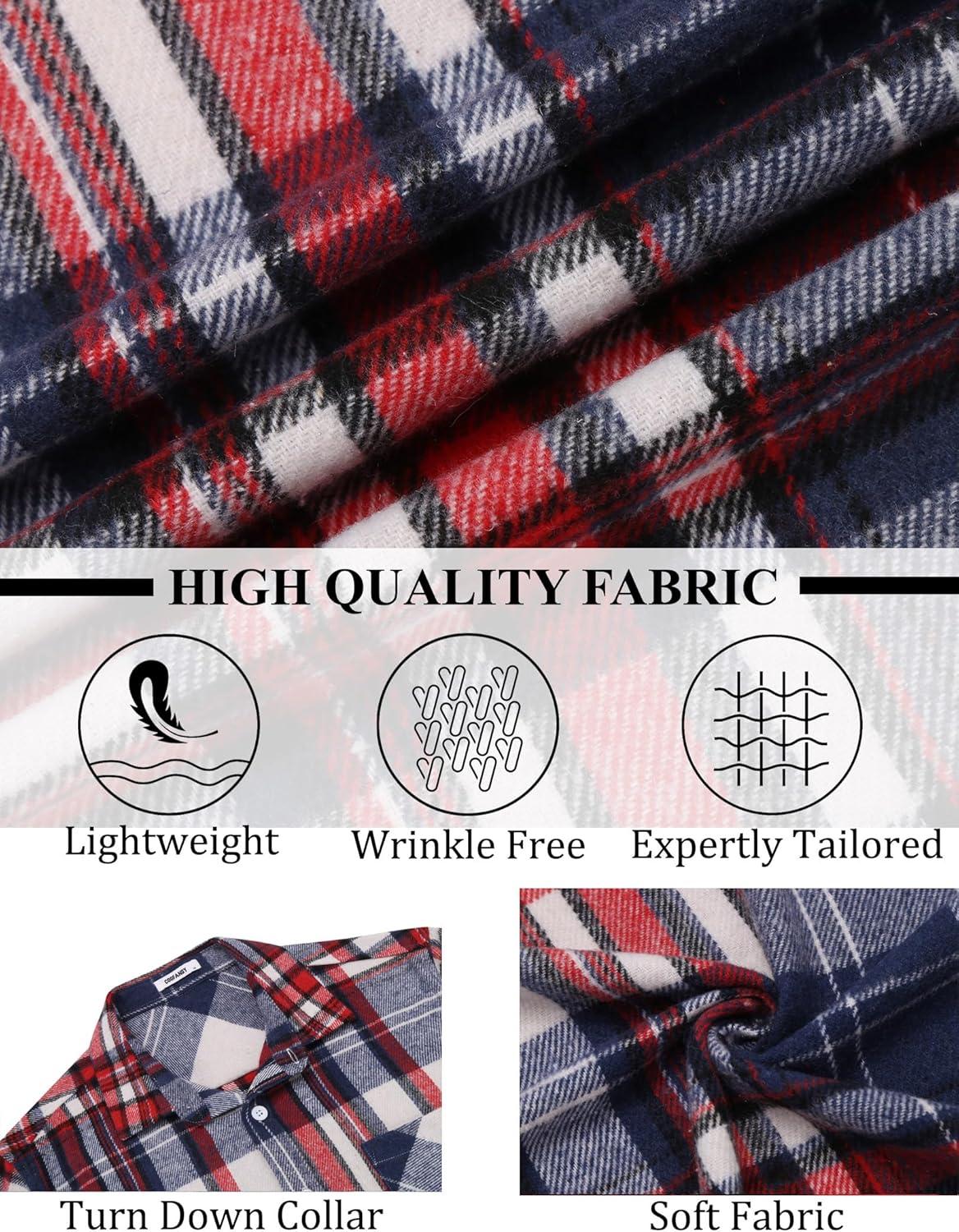 imageCOOFANDY Mens Flannel Shirts Long Sleeve Lightweight Plaid Shirt Casual Button Down Shirts JacketRed Blue