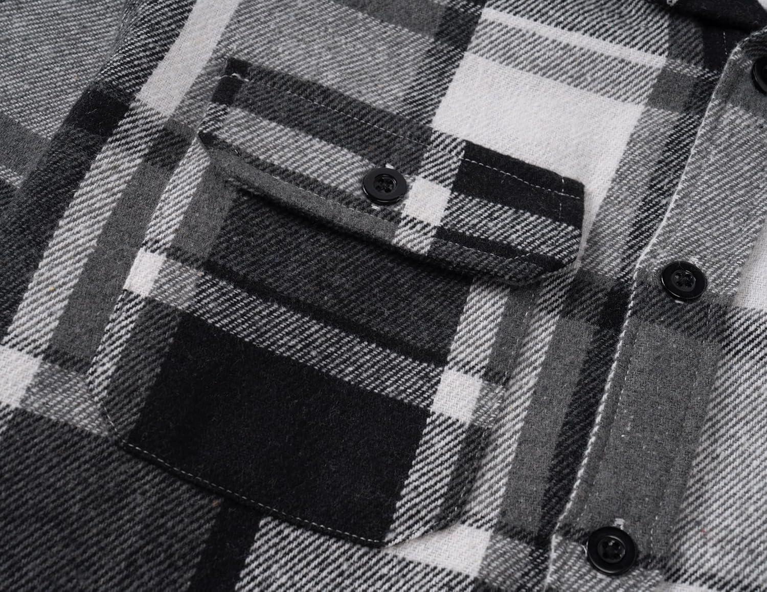 imageCOOFANDY Mens Flannel Shirts Long Sleeve Plaid Shirt Jacket Button Down Shirt with PocketsBlack
