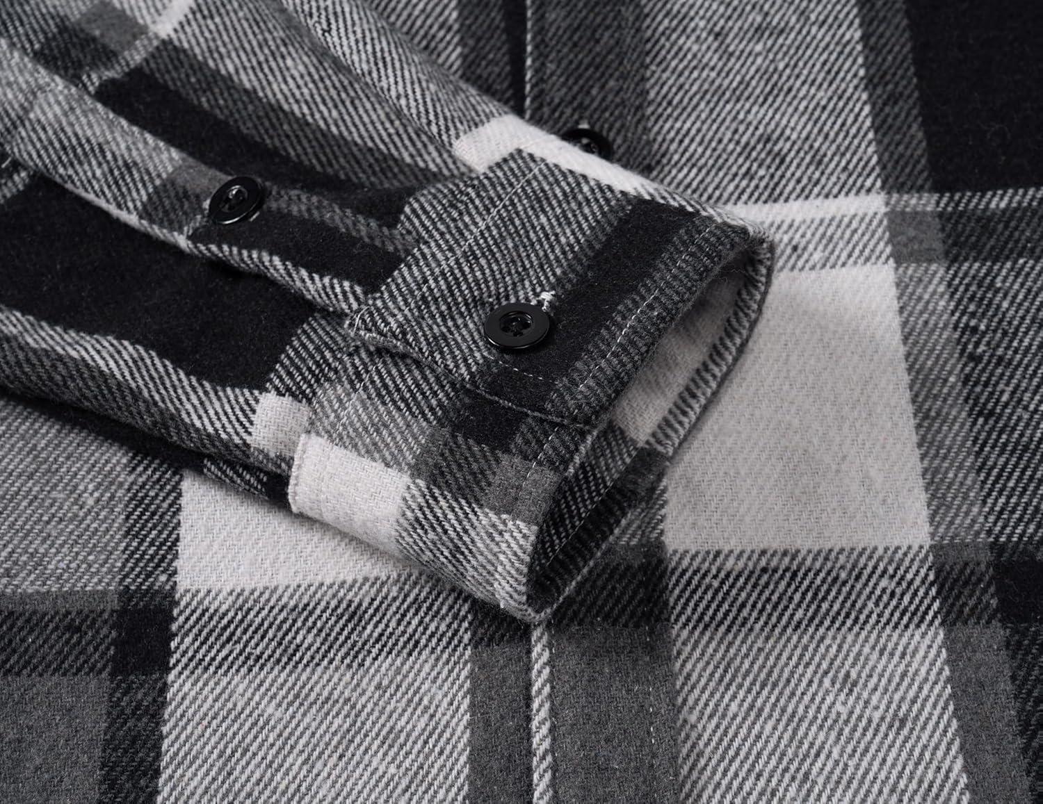 imageCOOFANDY Mens Flannel Shirts Long Sleeve Plaid Shirt Jacket Button Down Shirt with PocketsBlack