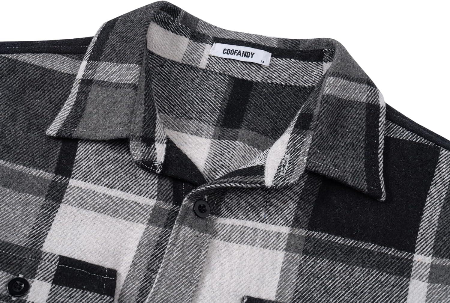 imageCOOFANDY Mens Flannel Shirts Long Sleeve Plaid Shirt Jacket Button Down Shirt with PocketsBlack