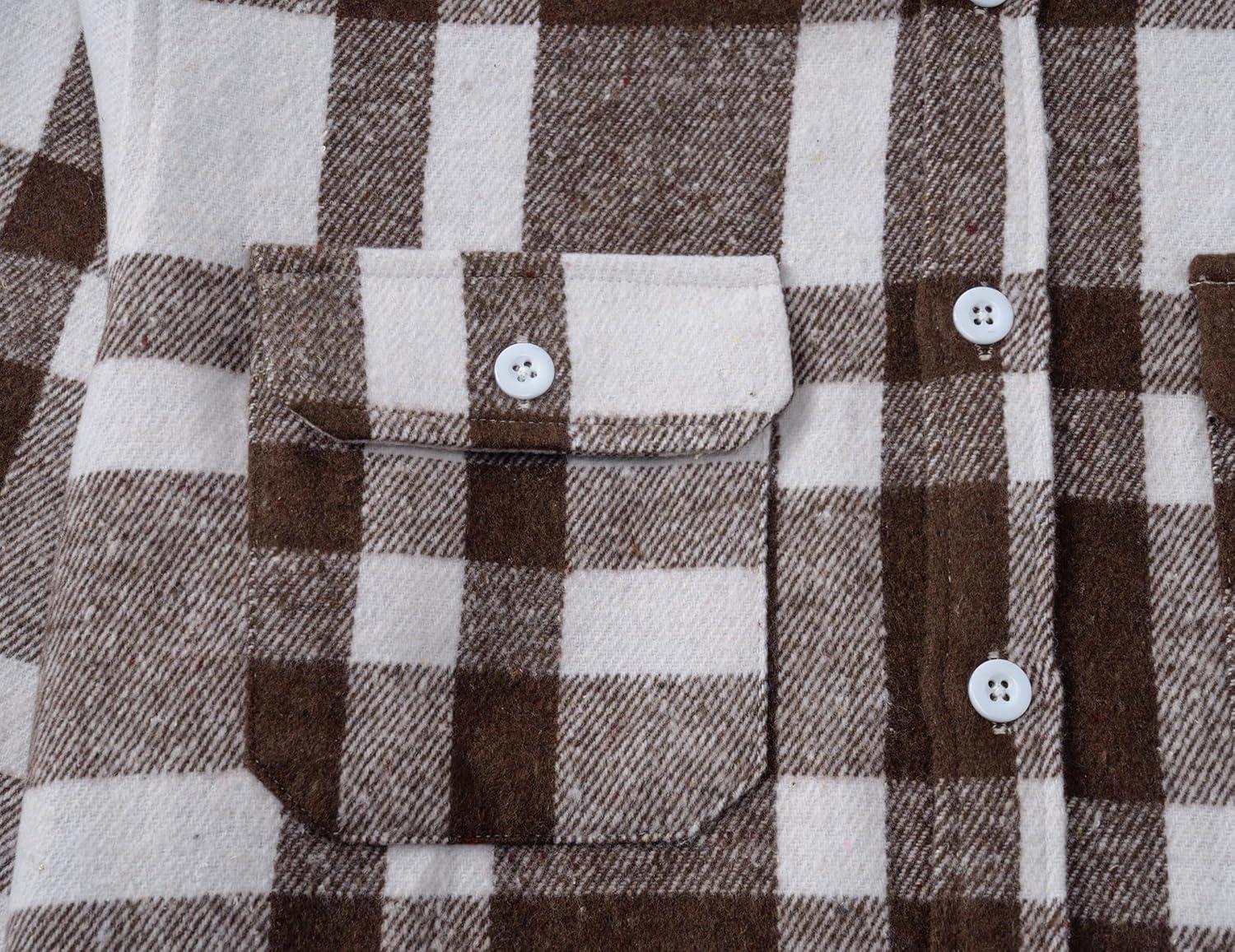 imageCOOFANDY Mens Flannel Shirts Long Sleeve Plaid Shirt Jacket Button Down Shirt with PocketsBrown  White