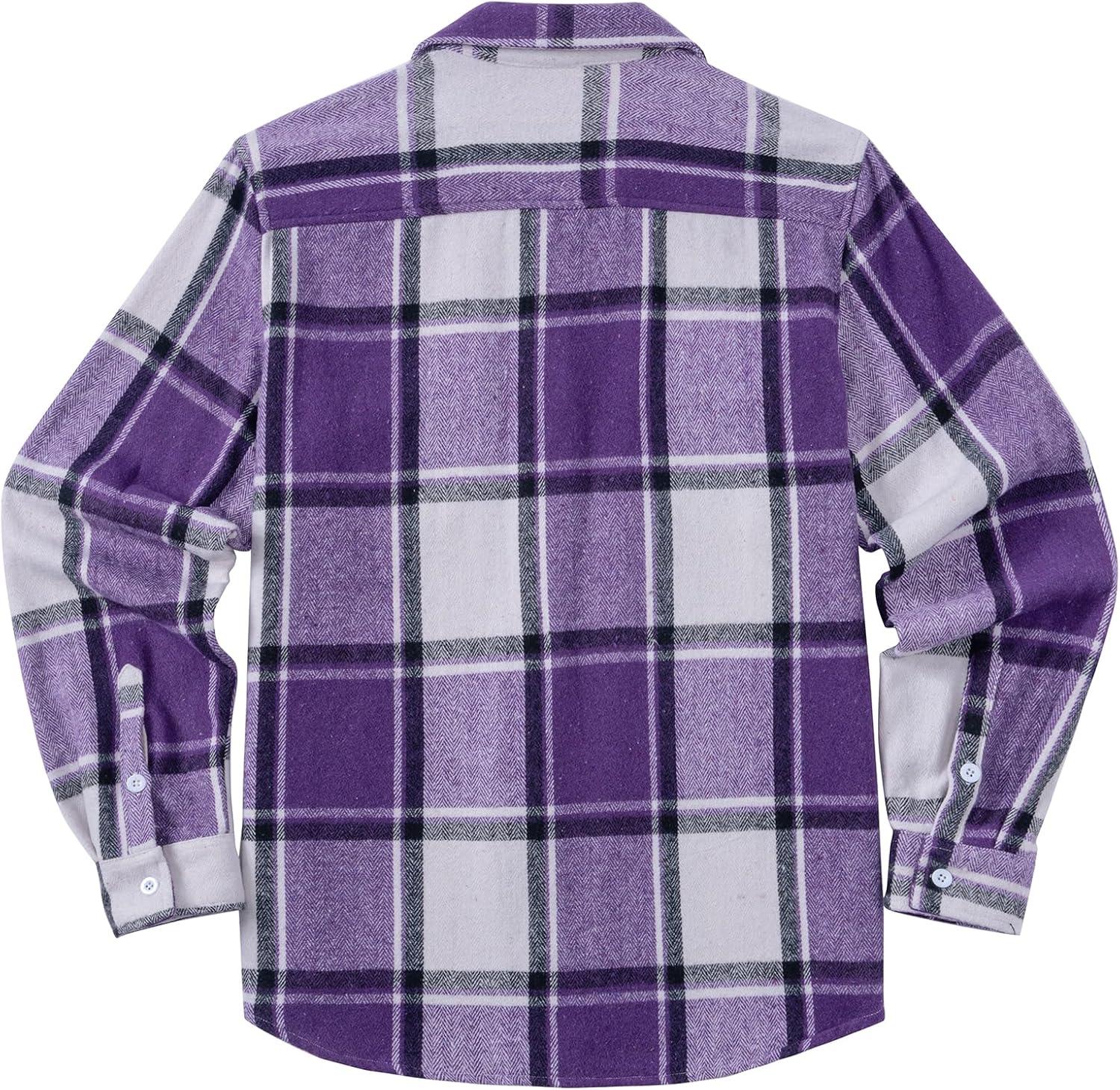 imageCOOFANDY Mens Flannel Shirts Long Sleeve Plaid Shirt Jacket Button Down Shirt with PocketsPurple