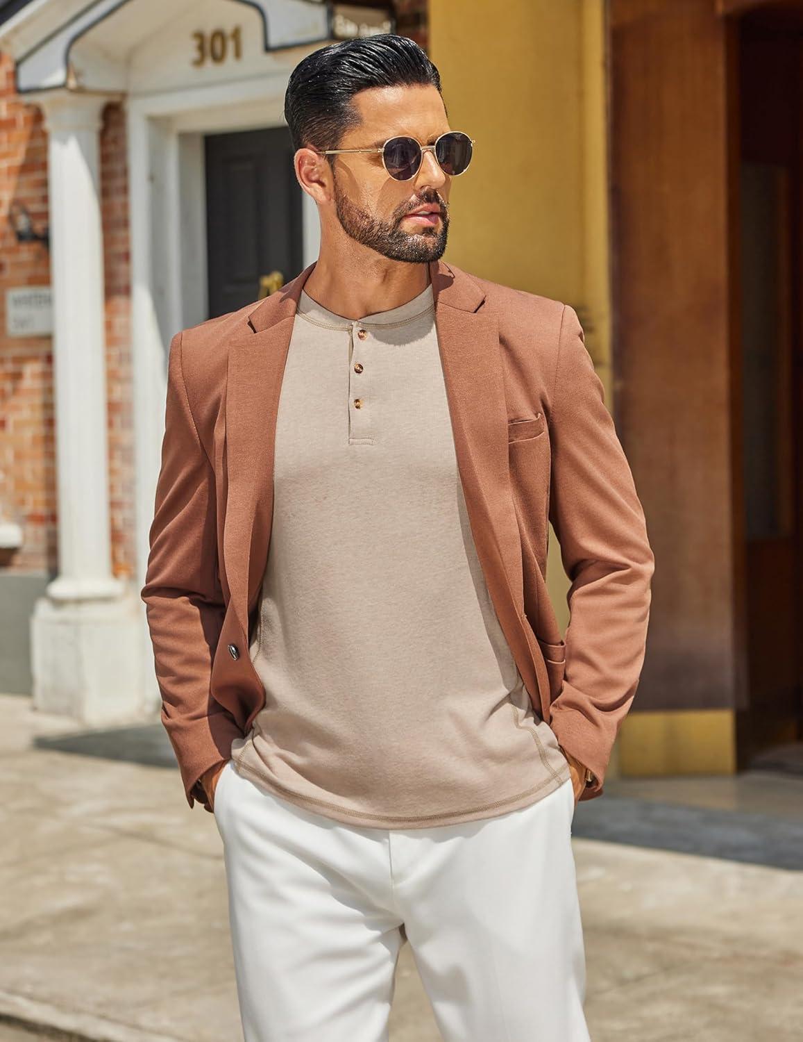 imageCOOFANDY Mens Henley Shirts Long Sleeve Casual Maverick Slub Henley TShirts Lightweight Basic Tee01light Khaki