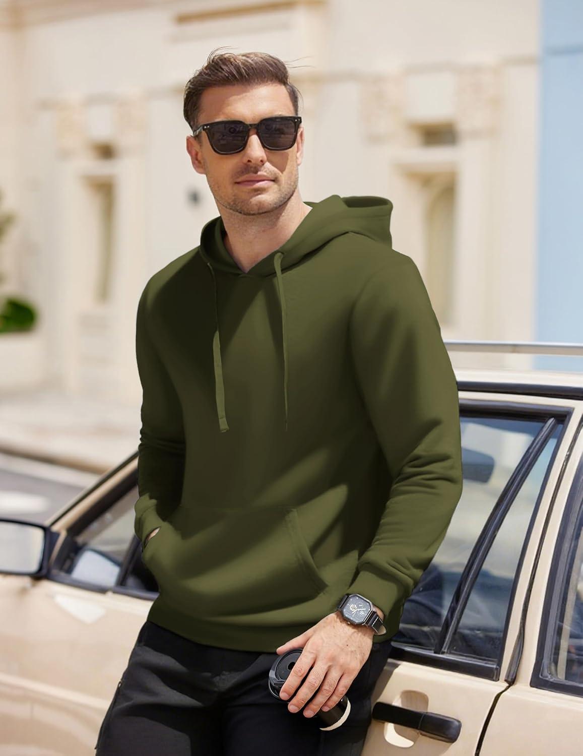 imageCOOFANDY Mens Hooded Pullover Casual Long Sleeve Drawstring Gym Hoodies Sweatshirts with PocketArmy Green