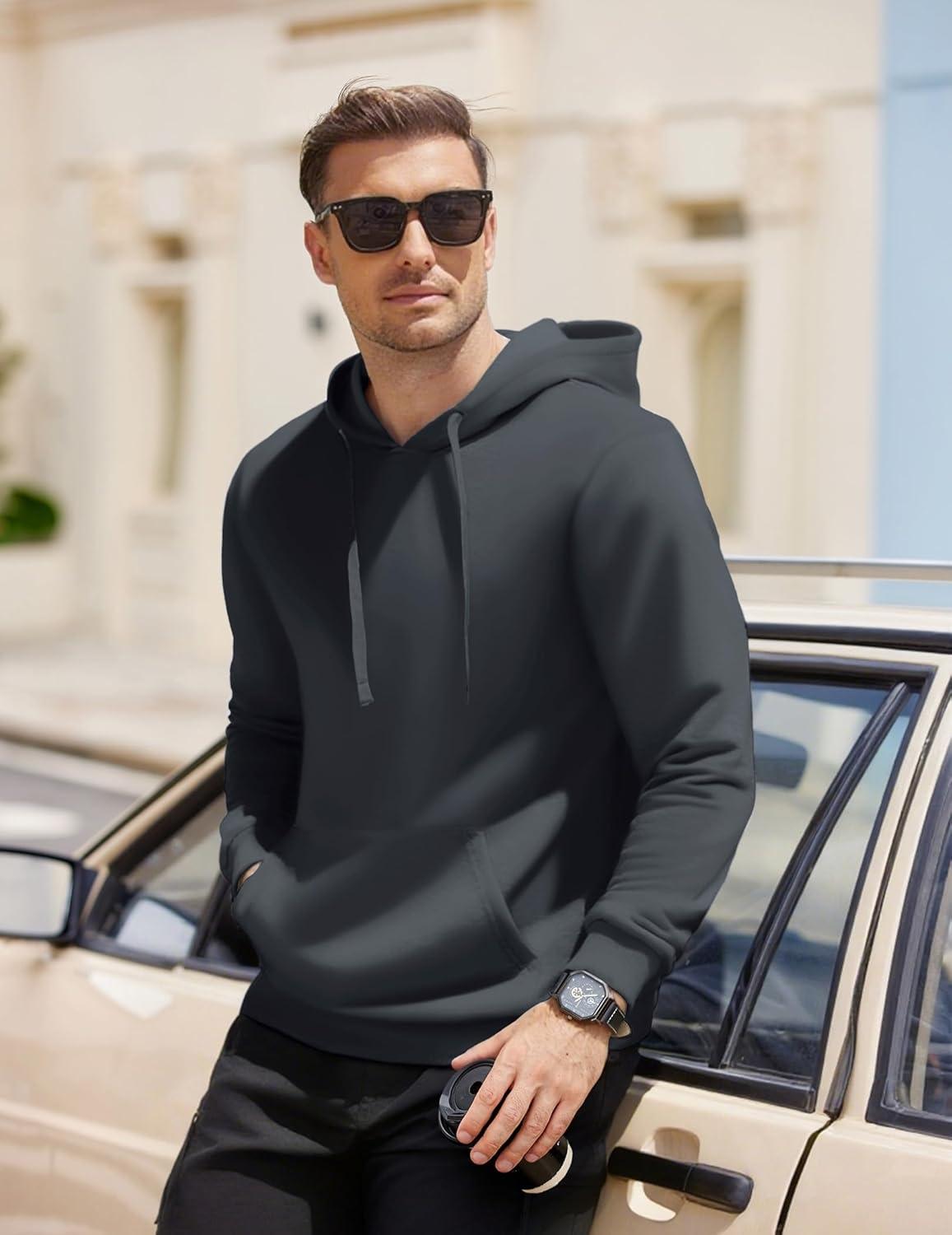 imageCOOFANDY Mens Hooded Pullover Casual Long Sleeve Drawstring Gym Hoodies Sweatshirts with PocketDark Grey