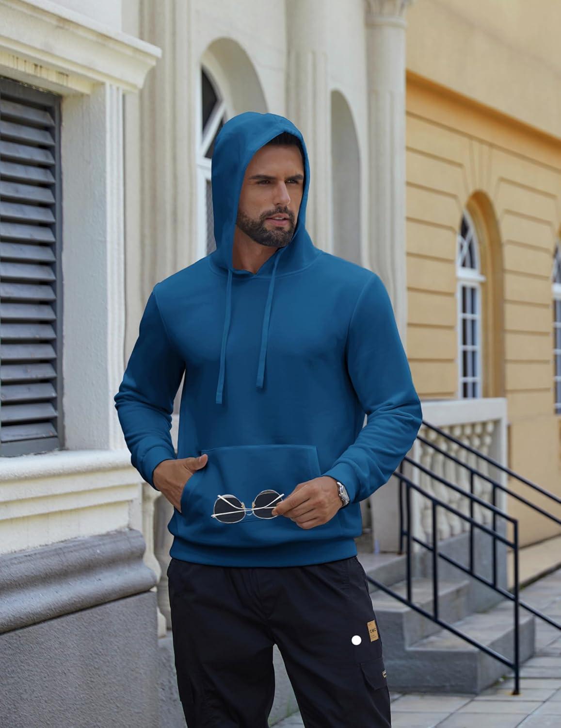 imageCOOFANDY Mens Hooded Pullover Casual Long Sleeve Drawstring Gym Hoodies Sweatshirts with PocketNavy
