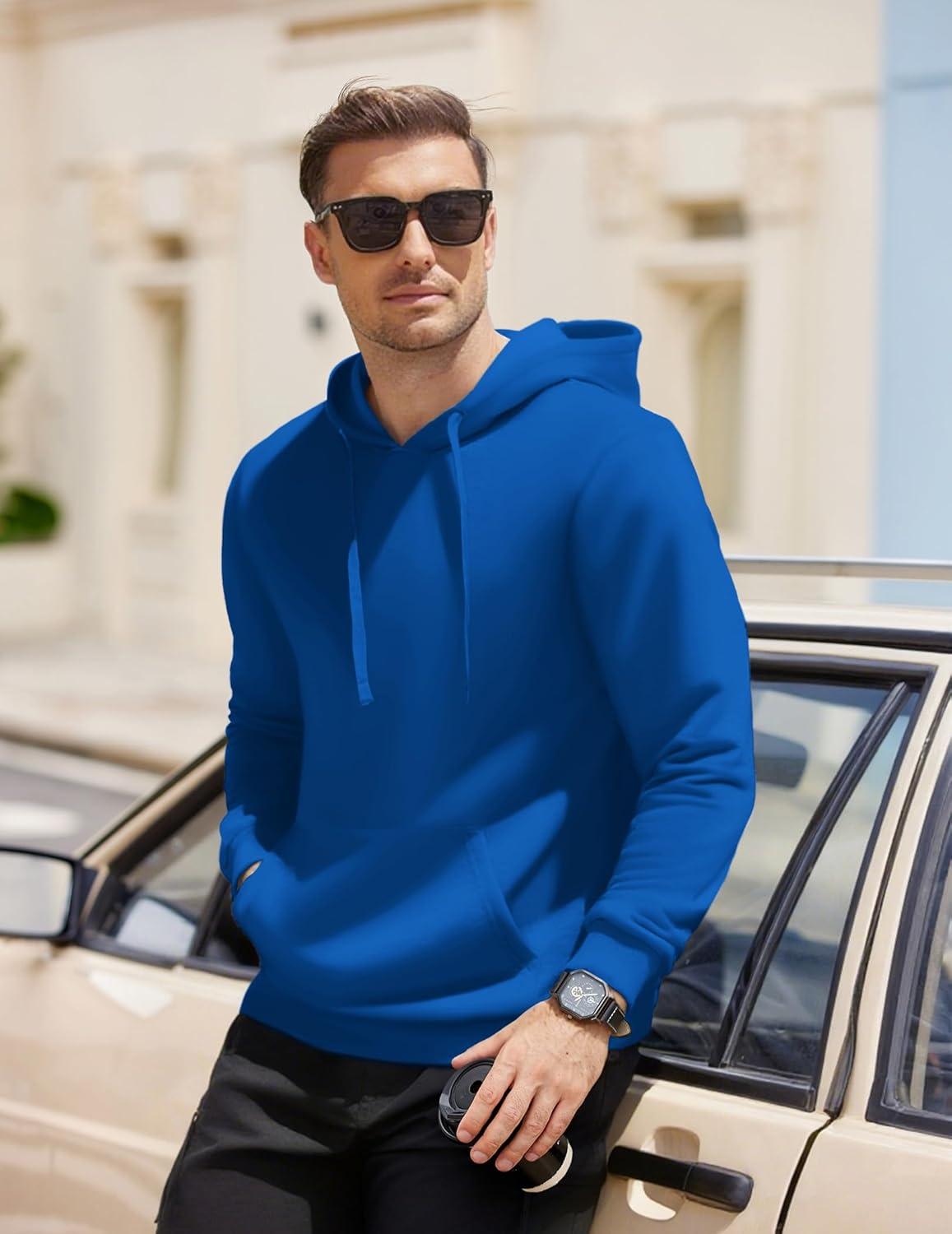 imageCOOFANDY Mens Hooded Pullover Casual Long Sleeve Drawstring Gym Hoodies Sweatshirts with PocketRoyal Blue