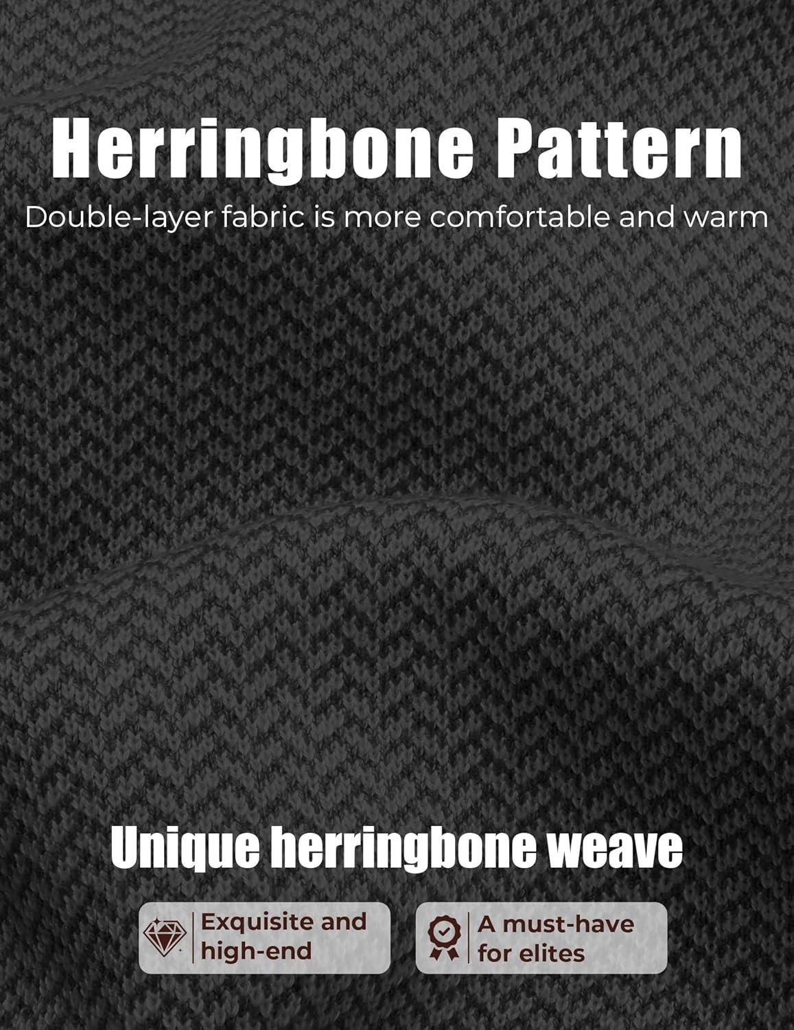 imageCOOFANDY Mens Knit Polo Shirts Casual Long Sleeve Classic Polo Shirts Button Down Golf ShirtsHerringbone Grey