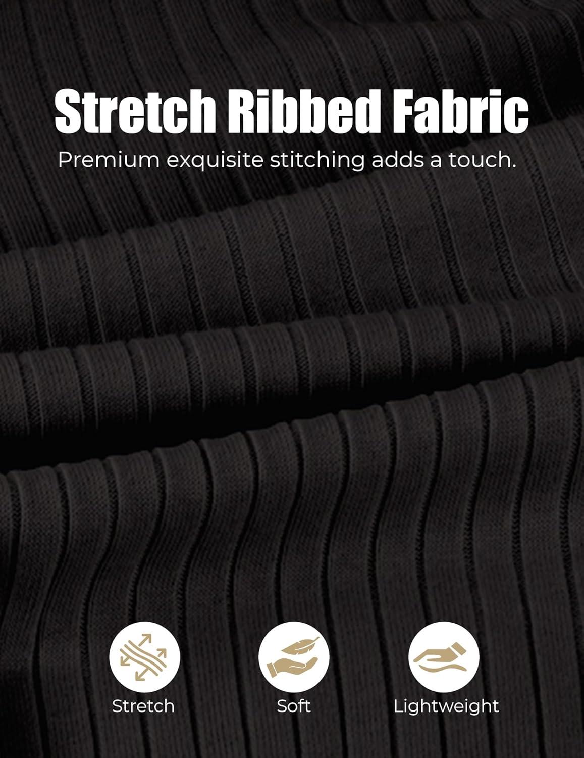 imageCOOFANDY Mens Knit Polo Shirts Casual Long Sleeve Classic Polo Shirts Button Down Golf ShirtsRibbed Black