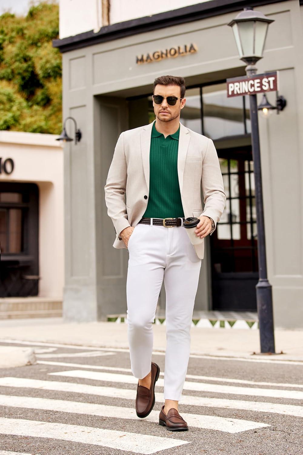 imageCOOFANDY Mens Knit Polos Long Sleeve Casual Sweater Polos V Neck Collared Sweater Golf Polo Sweaters and PulloversDark Green