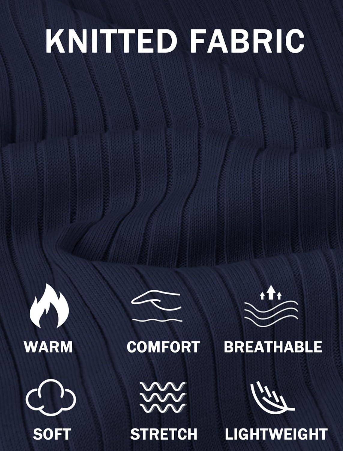 imageCOOFANDY Mens Knit Polos Long Sleeve Casual Sweater Polos V Neck Collared Sweater Golf Polo Sweaters and PulloversNavy Blue