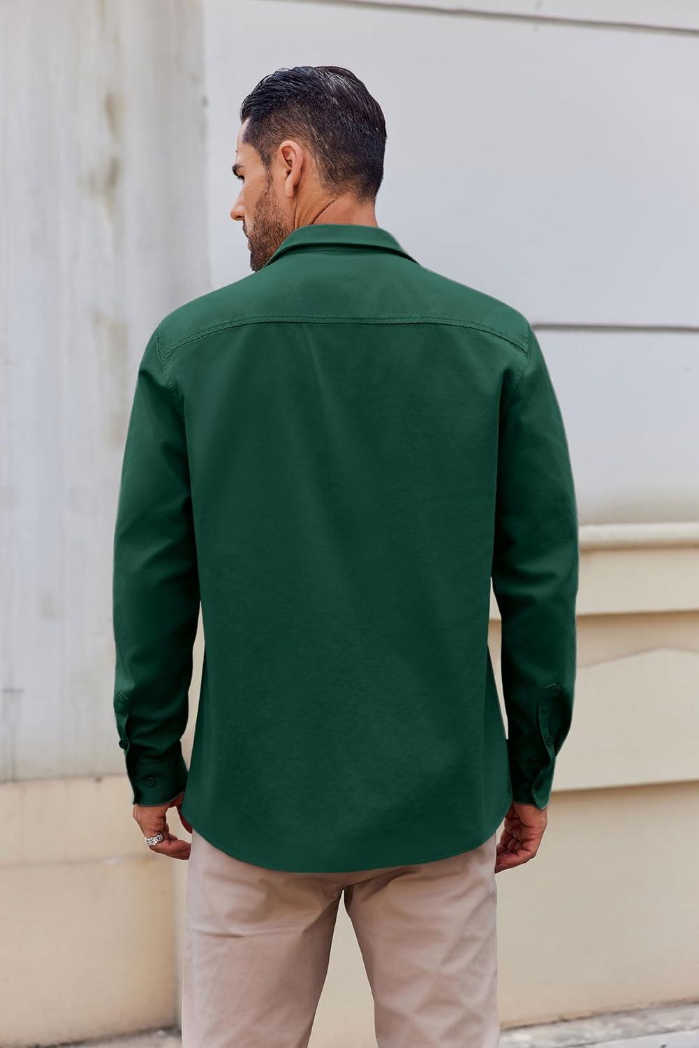 imageCOOFANDY Mens Lightweight Button Down Shirt Jacket Casual Shacket OvershirtGreen