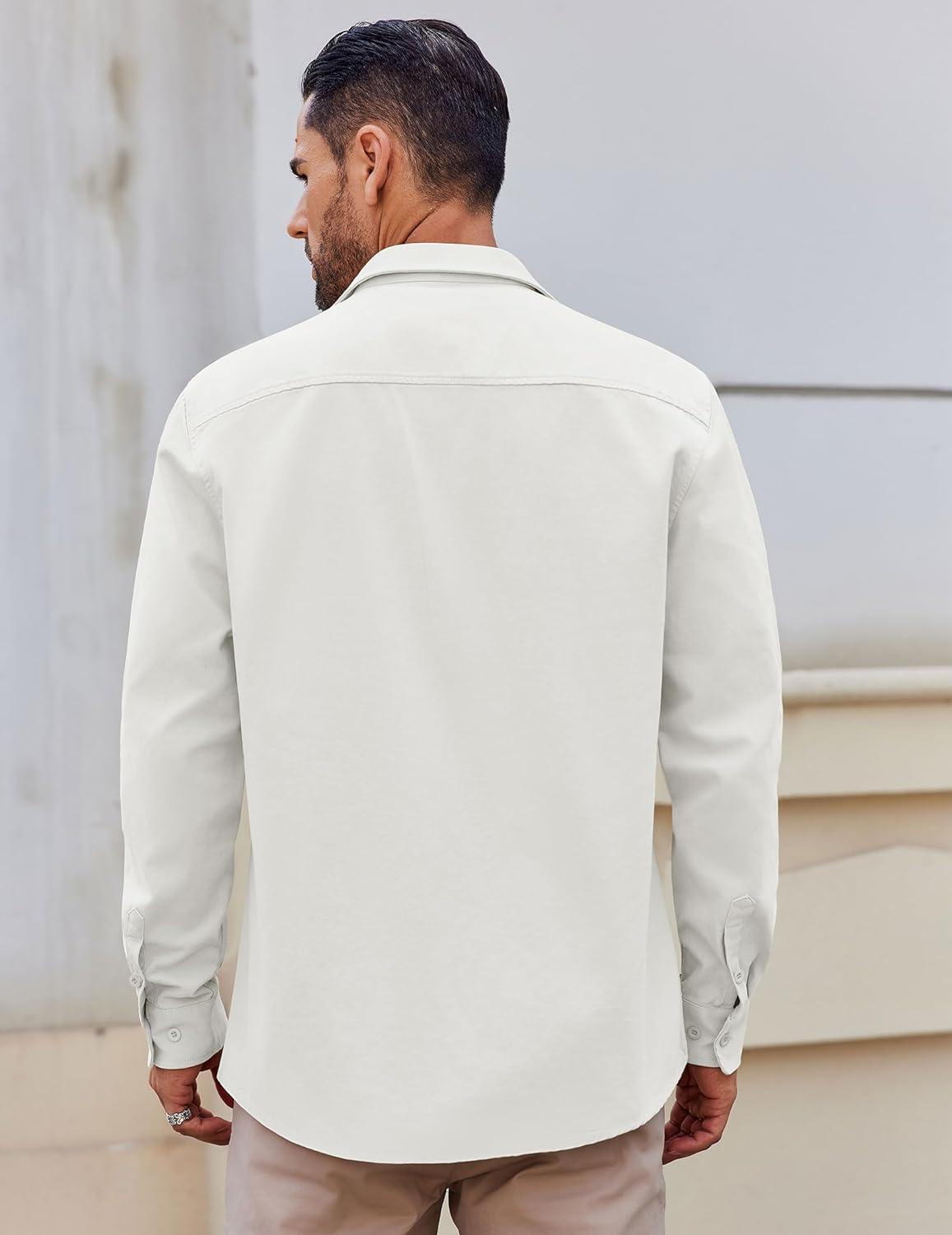 imageCOOFANDY Mens Lightweight Button Down Shirt Jacket Casual Shacket OvershirtWhite