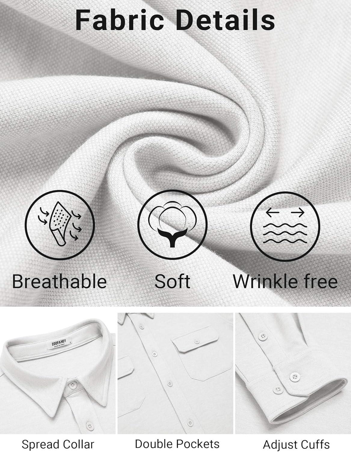 imageCOOFANDY Mens Long Sleeve Shirts Casual Button Down Shirt Wrinkle Free Dress Shirt with PocketWhite