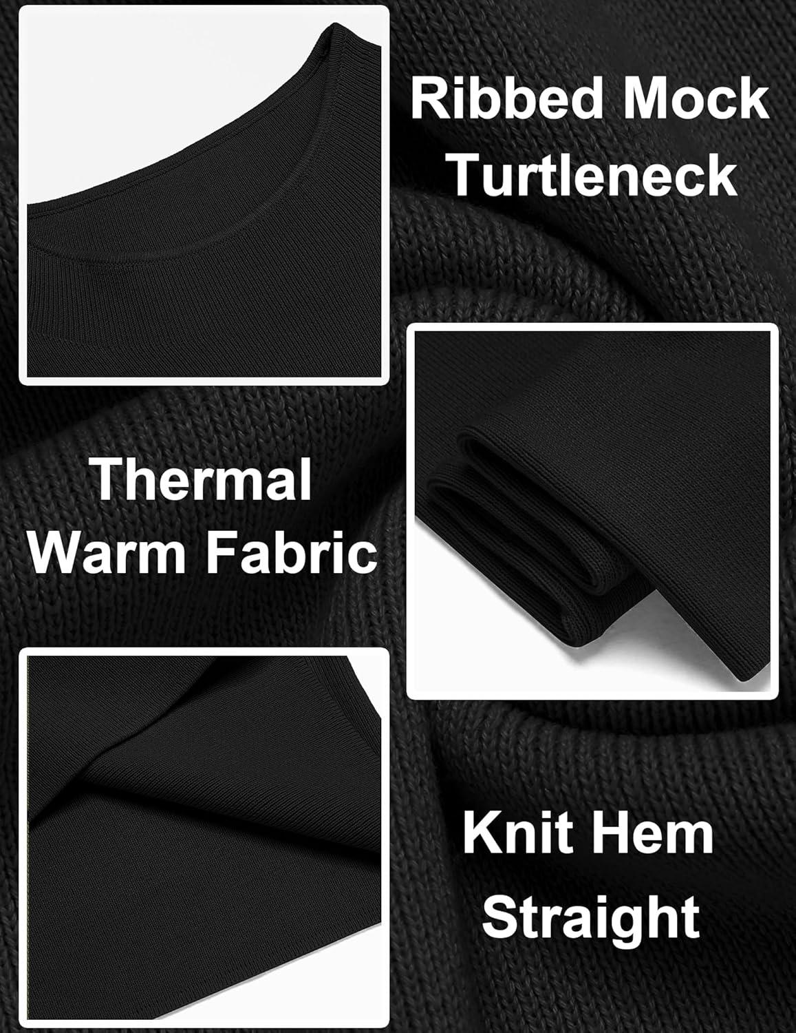 imageCOOFANDY Mens Mock Turtleneck Sweater Long Sleeve Basic Thermal Undershirt Slim Fit Lightweight Pullover SweatersBlack