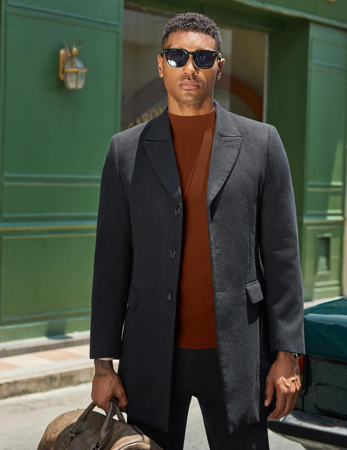 imageCOOFANDY Mens Mock Turtleneck Sweater Long Sleeve Basic Thermal Undershirt Slim Fit Lightweight Pullover SweatersBrown