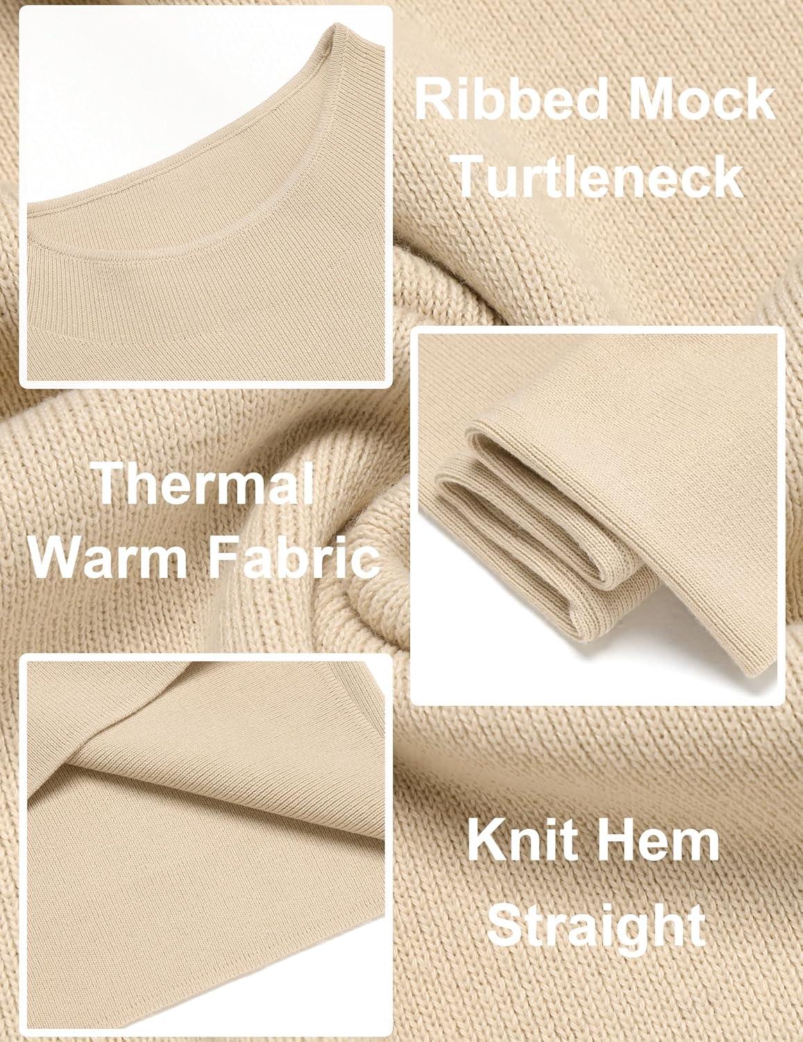 imageCOOFANDY Mens Mock Turtleneck Sweater Long Sleeve Basic Thermal Undershirt Slim Fit Lightweight Pullover SweatersKhaki