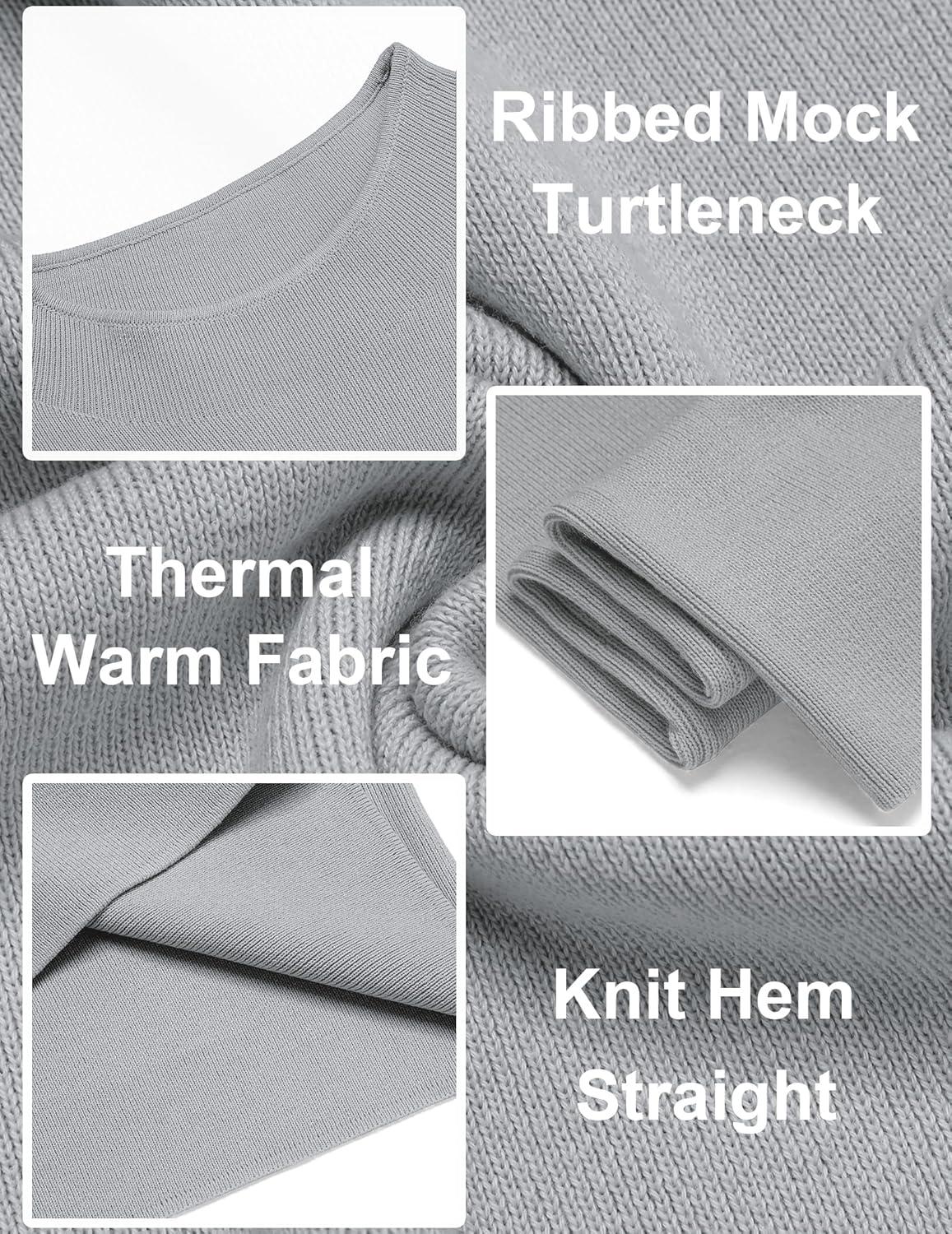 imageCOOFANDY Mens Mock Turtleneck Sweater Long Sleeve Basic Thermal Undershirt Slim Fit Lightweight Pullover SweatersLight Gray