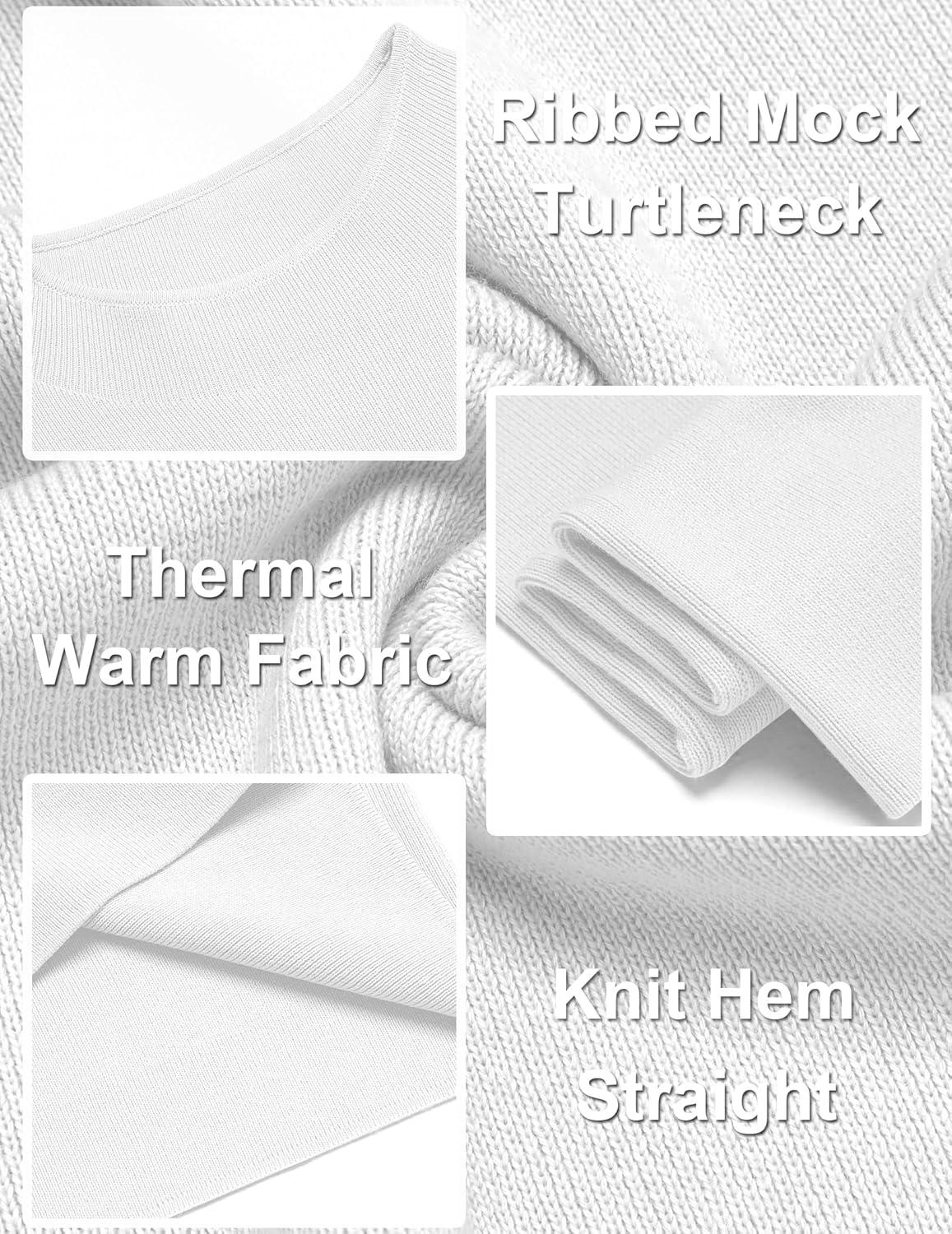 imageCOOFANDY Mens Mock Turtleneck Sweater Long Sleeve Basic Thermal Undershirt Slim Fit Lightweight Pullover SweatersWhite