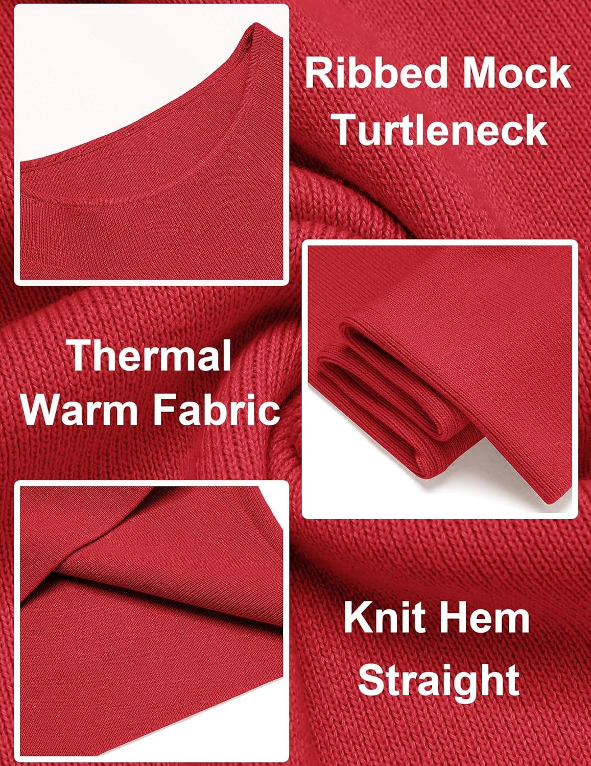 imageCOOFANDY Mens Mock Turtleneck Sweater Long Sleeve Basic Thermal Undershirt Slim Fit Lightweight Pullover SweatersWine Red
