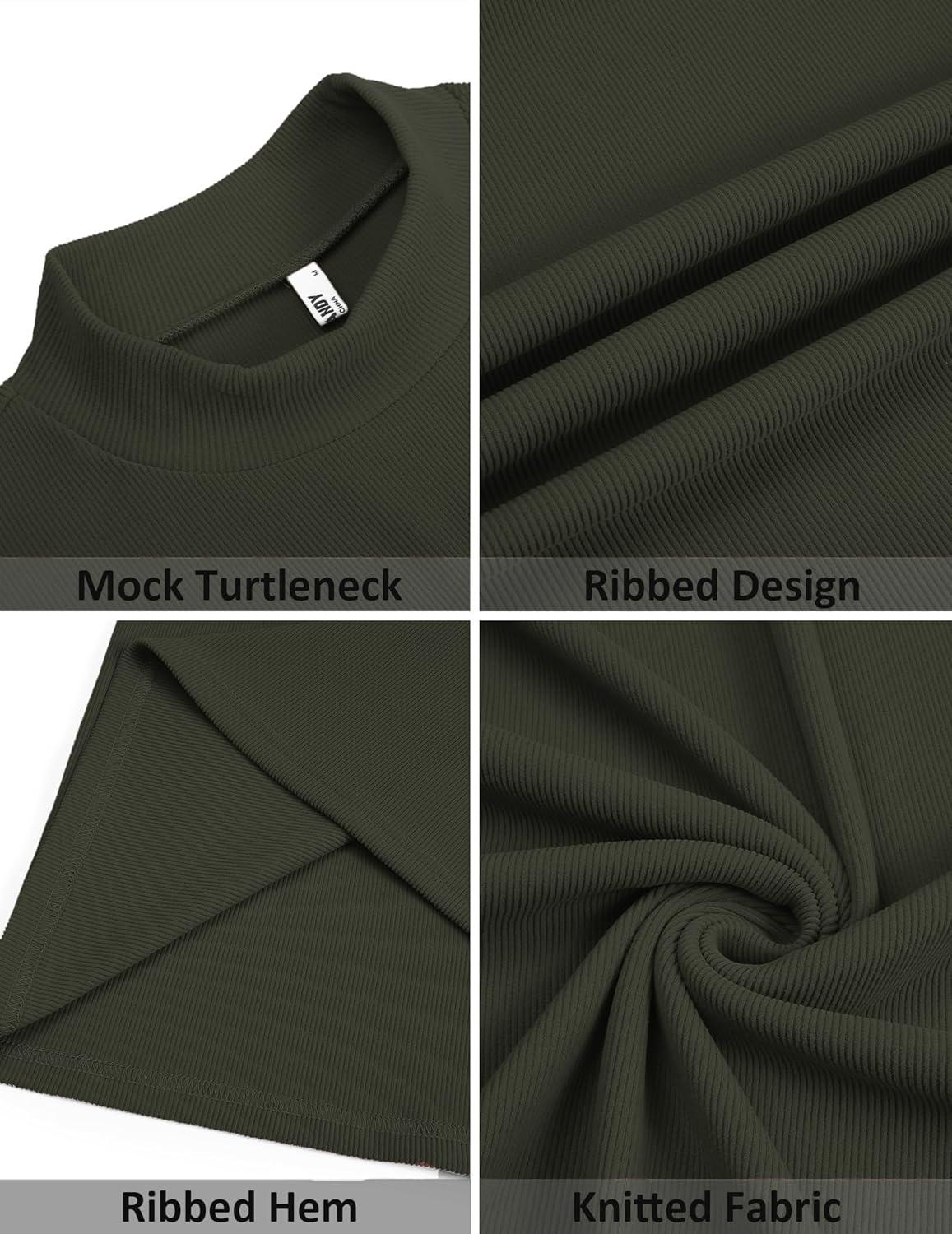 imageCOOFANDY Mens Mock Turtleneck Sweater Short Sleeve Slim Fit Turtle Neck Sweaters Casual Basic Tee Ribbed Knit Pullover TopsArmy Green