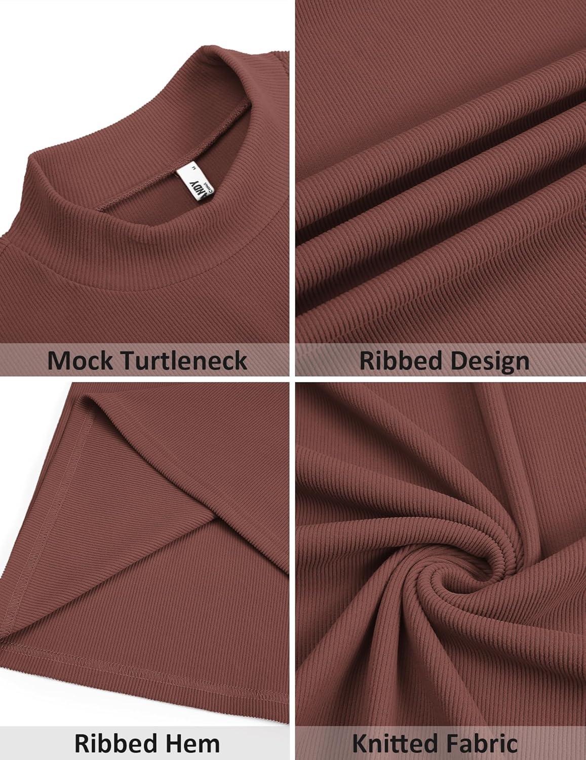 imageCOOFANDY Mens Mock Turtleneck Sweater Short Sleeve Slim Fit Turtle Neck Sweaters Casual Basic Tee Ribbed Knit Pullover TopsBrown