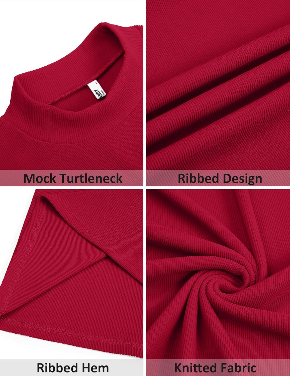 imageCOOFANDY Mens Mock Turtleneck Sweater Short Sleeve Slim Fit Turtle Neck Sweaters Casual Basic Tee Ribbed Knit Pullover TopsDark Red