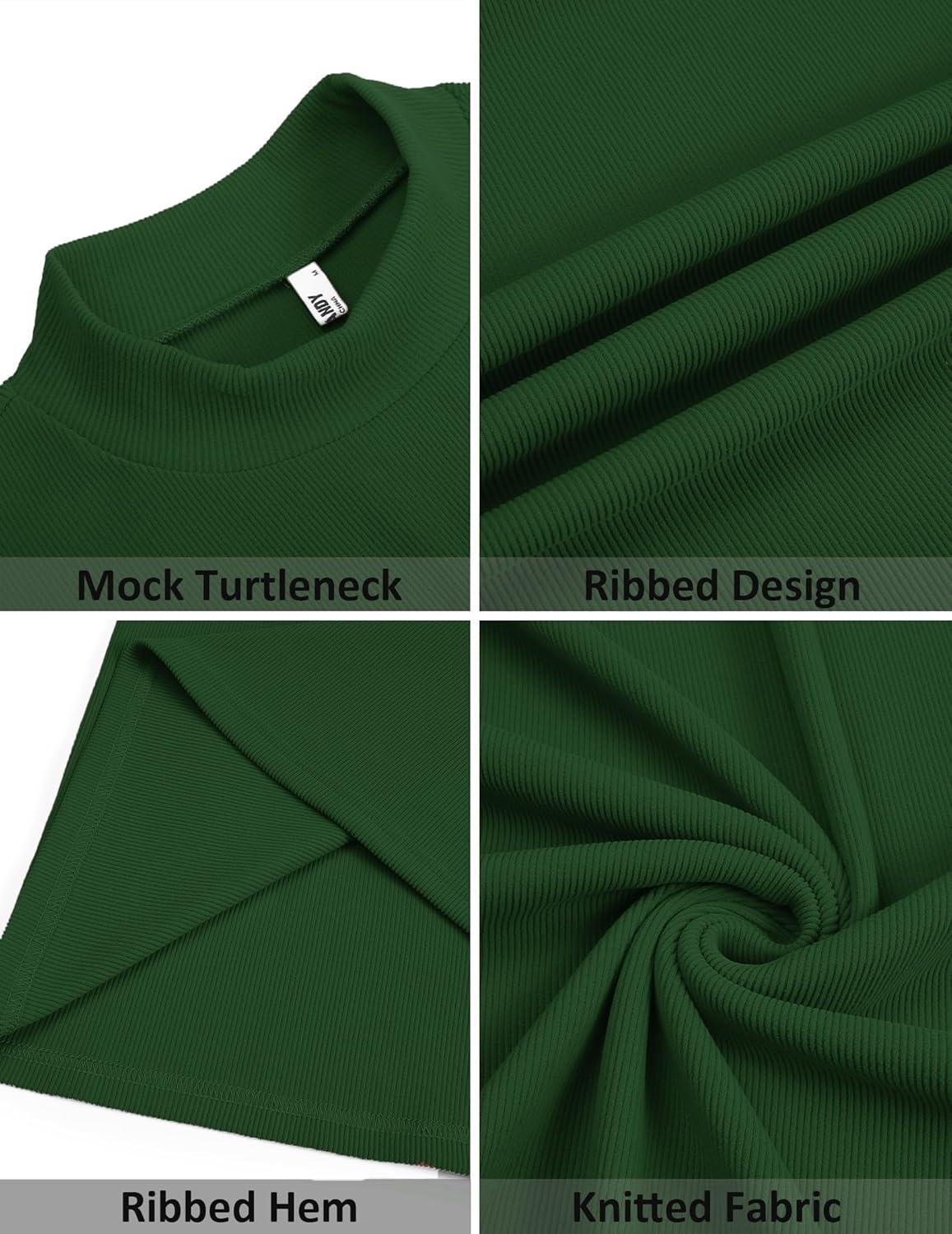 imageCOOFANDY Mens Mock Turtleneck Sweater Short Sleeve Slim Fit Turtle Neck Sweaters Casual Basic Tee Ribbed Knit Pullover TopsGreen