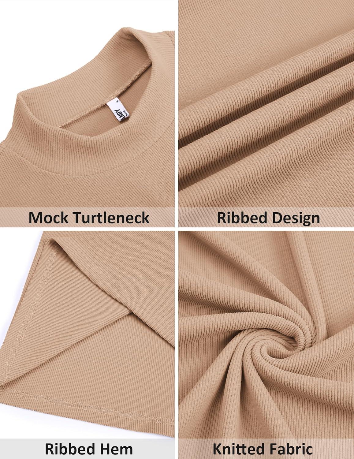 imageCOOFANDY Mens Mock Turtleneck Sweater Short Sleeve Slim Fit Turtle Neck Sweaters Casual Basic Tee Ribbed Knit Pullover TopsKhaki