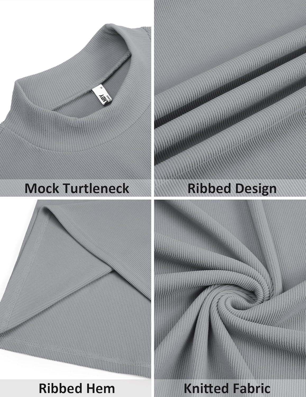 imageCOOFANDY Mens Mock Turtleneck Sweater Short Sleeve Slim Fit Turtle Neck Sweaters Casual Basic Tee Ribbed Knit Pullover TopsLight Grey
